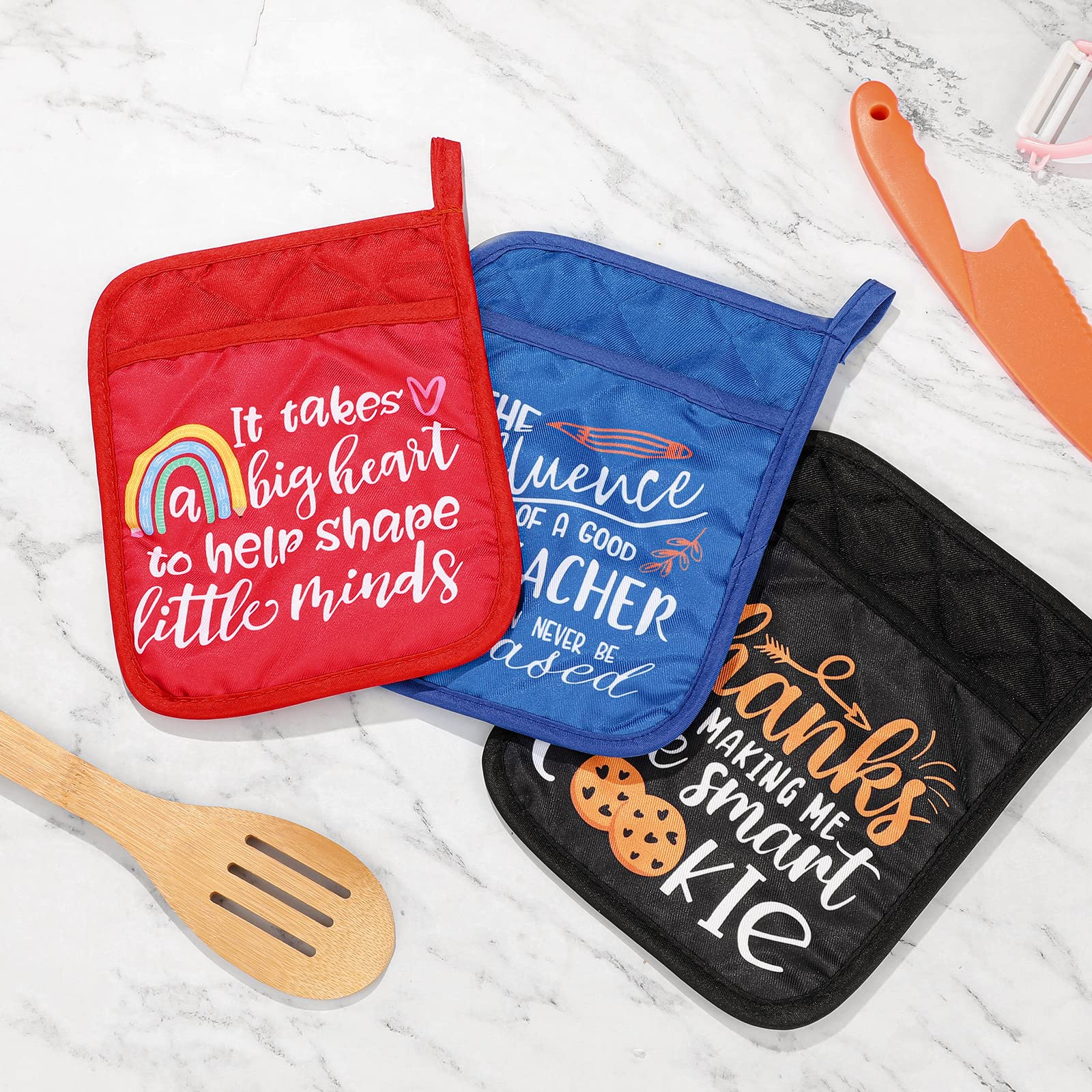 6-Pack Funny Teacher Oven Mitts with Pocket - Heat Resistant 7