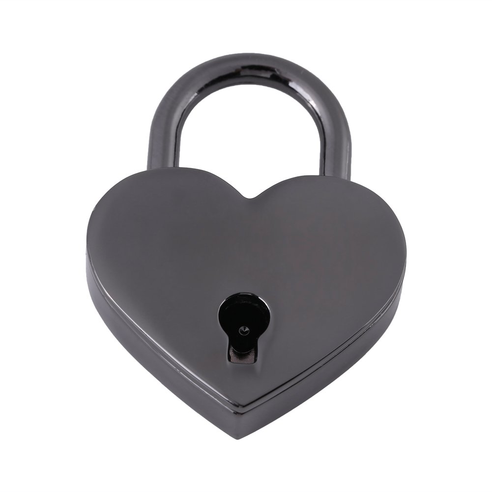 Vintage Small Heart-Shaped Padlock with Key - Antique Black Lock for Luggage, Bags, Diary, Jewelry Box | Perfect for Travel, Home Security & Romantic Gifts
