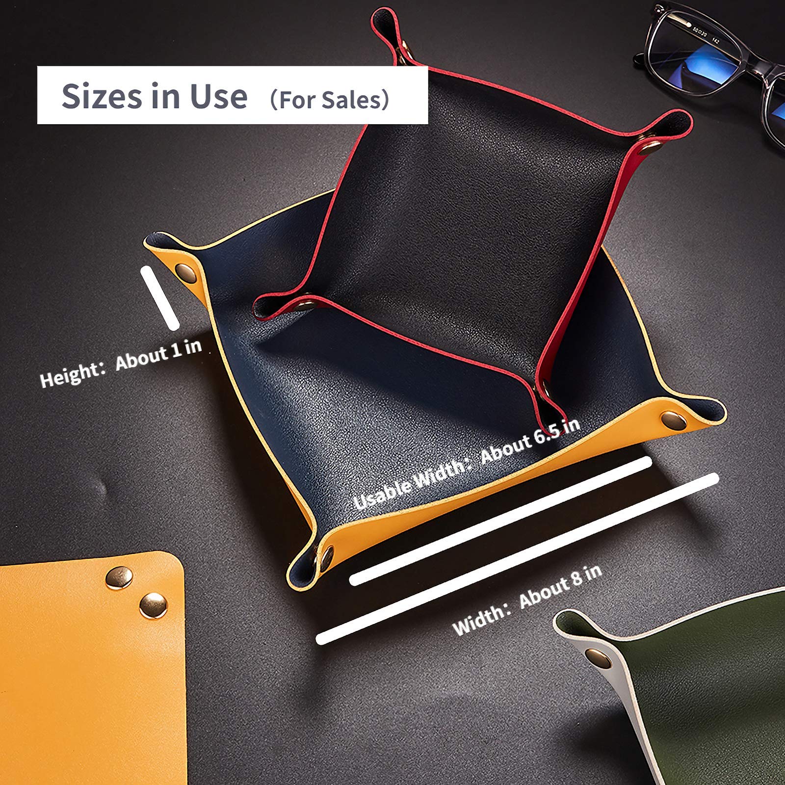 Premium Leather Valet Tray for Men & Women - Collapsible Travel Organizer with Snap Closure | Key Holder, Jewelry & EDC Dump Tray for Entryway Table, Dresser & Nightstand | Home & Office Desk Organizer (Silver + Pink) - Perfect for Travel, Gift Giving & Daily Essentials Storage