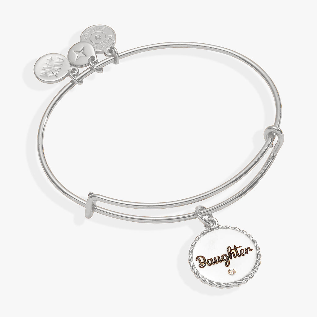 Daughter Charm Bangle - Sterling Silver Adjustable Bracelet for Women - Perfect Gift for Birthday, Mother's Day & Special Occasions