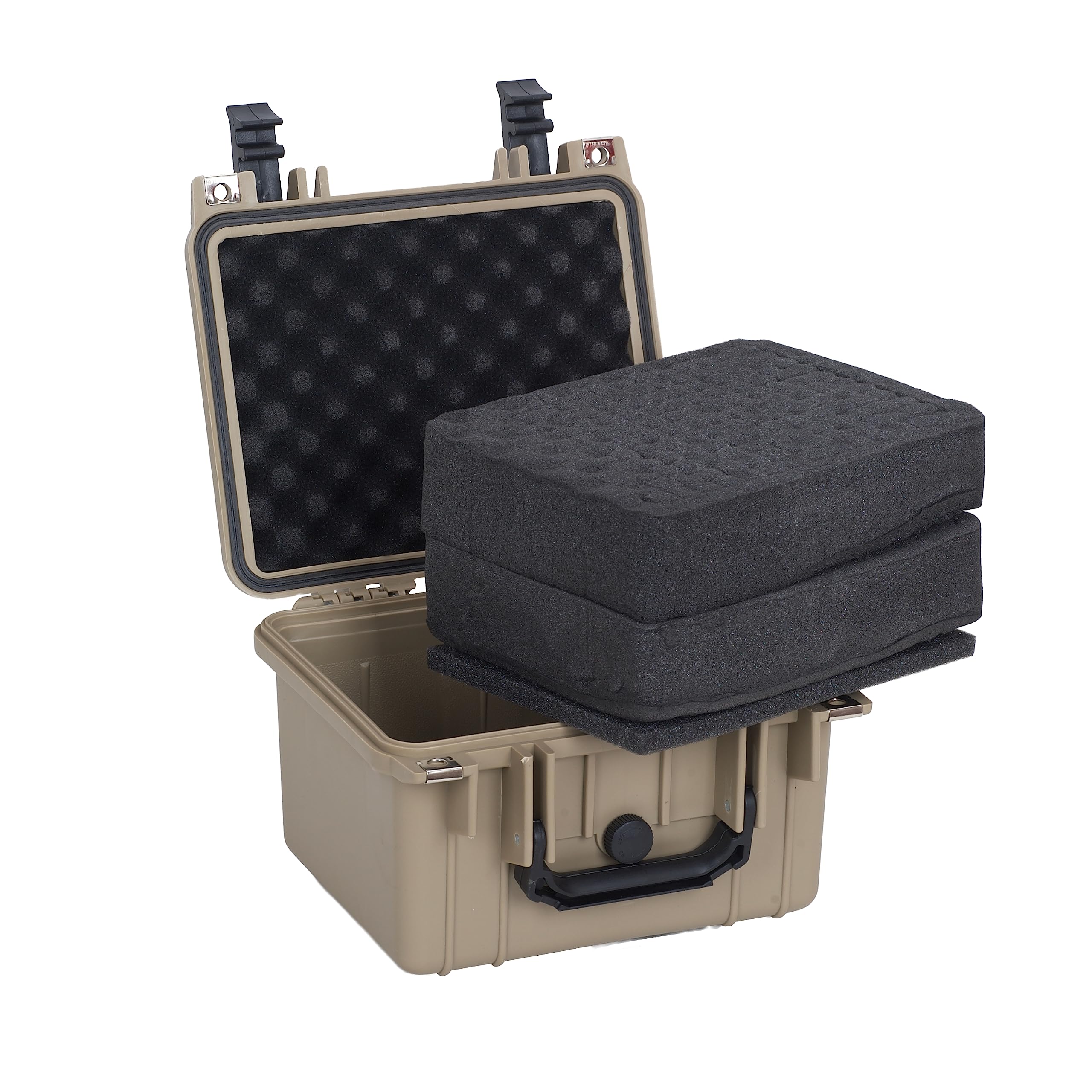 MEIJIA 10.62 x 9.68 x 6.87 Inches All-Weather Waterproof Hard Protective Case with Customizable Foam - Perfect for Drones, Cameras & Equipment (Desert Tan) | Travel, Outdoor Adventure & Professional Gear Storage