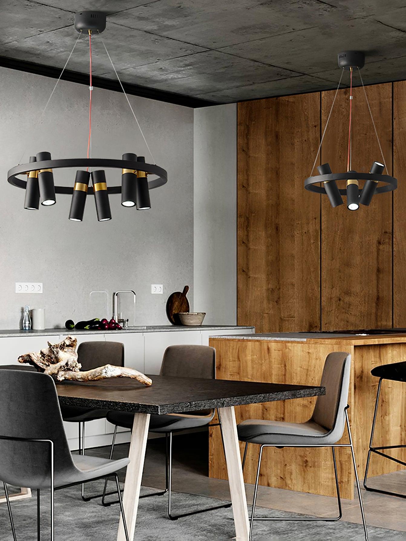 Black Multi Pipe Chandelier - Industrial Style Ceiling Light Fixture for Dining Room, Living Room & Bedroom Decor