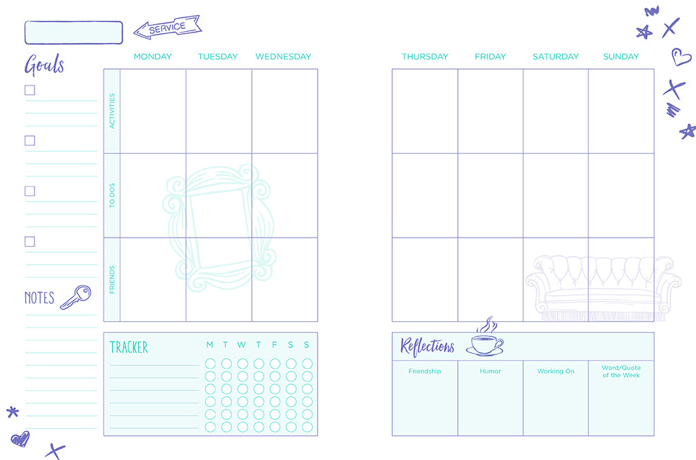 Friends TV Show Themed 12-Month Undated Planner - Perfect for Fans, Students & Office Use