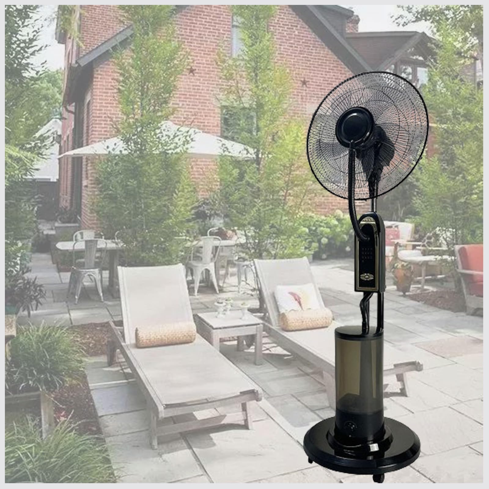 16-Inch Portable Misting Fan with Water Tank & Wheels - 3 Cooling Speeds, 90° Oscillation - Ideal for Outdoor, Greenhouse & Residential Use (7-Leaf Blade)