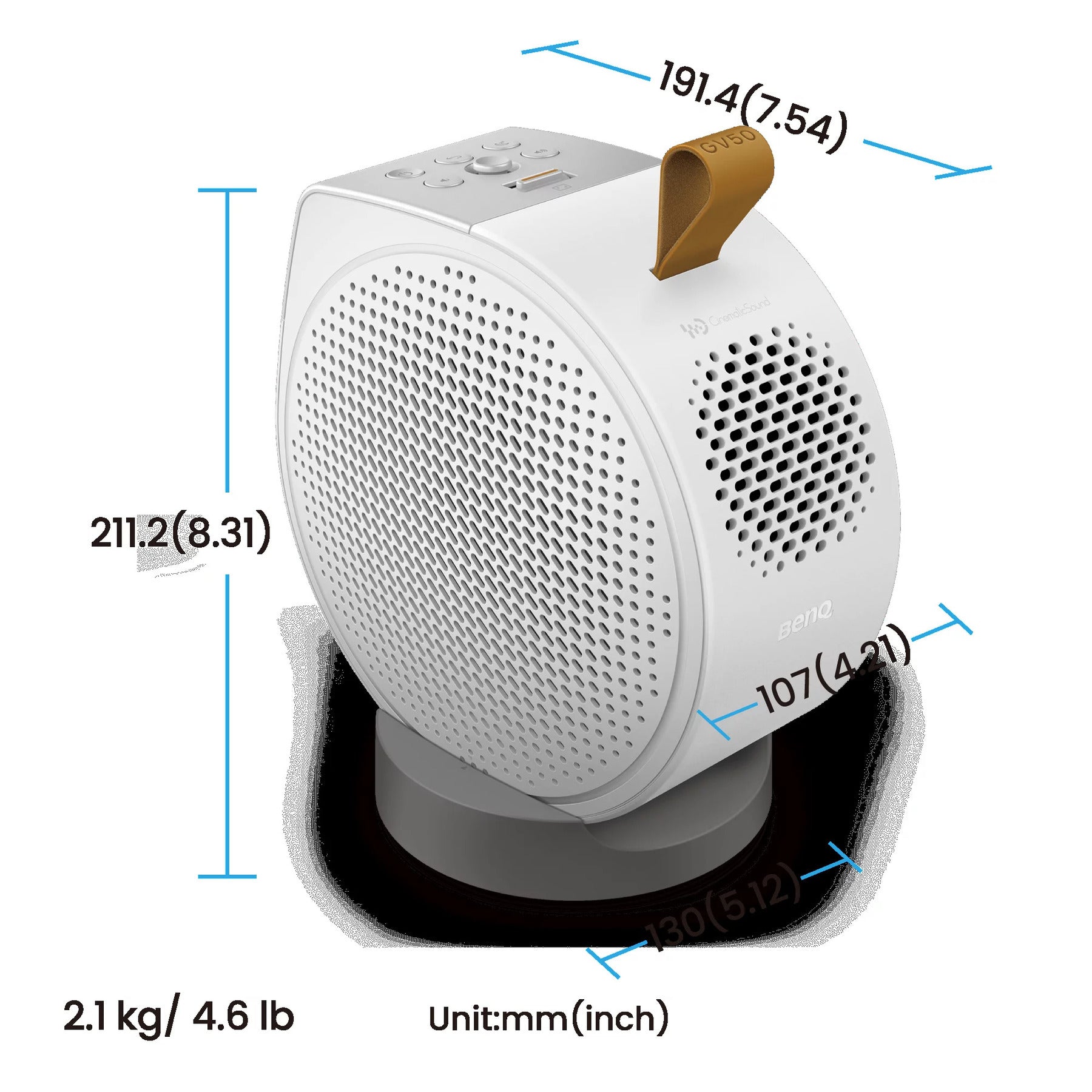 BenQ GV50 Portable Laser Projector - 1080p Full HD, 500 ANSI Lumens, Ceiling Projection - Ideal for Home Theater, Outdoor Movies, and Business Presentations