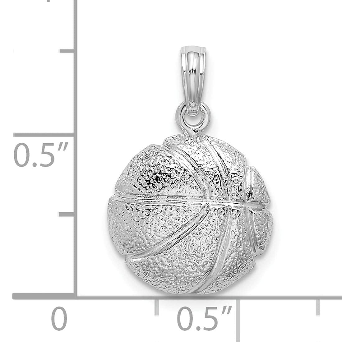 925 Sterling Silver Basketball Charm Pendant - Polished Sports Jewelry for Necklace - Perfect Gift for Basketball Fans, Athletes & Coaches