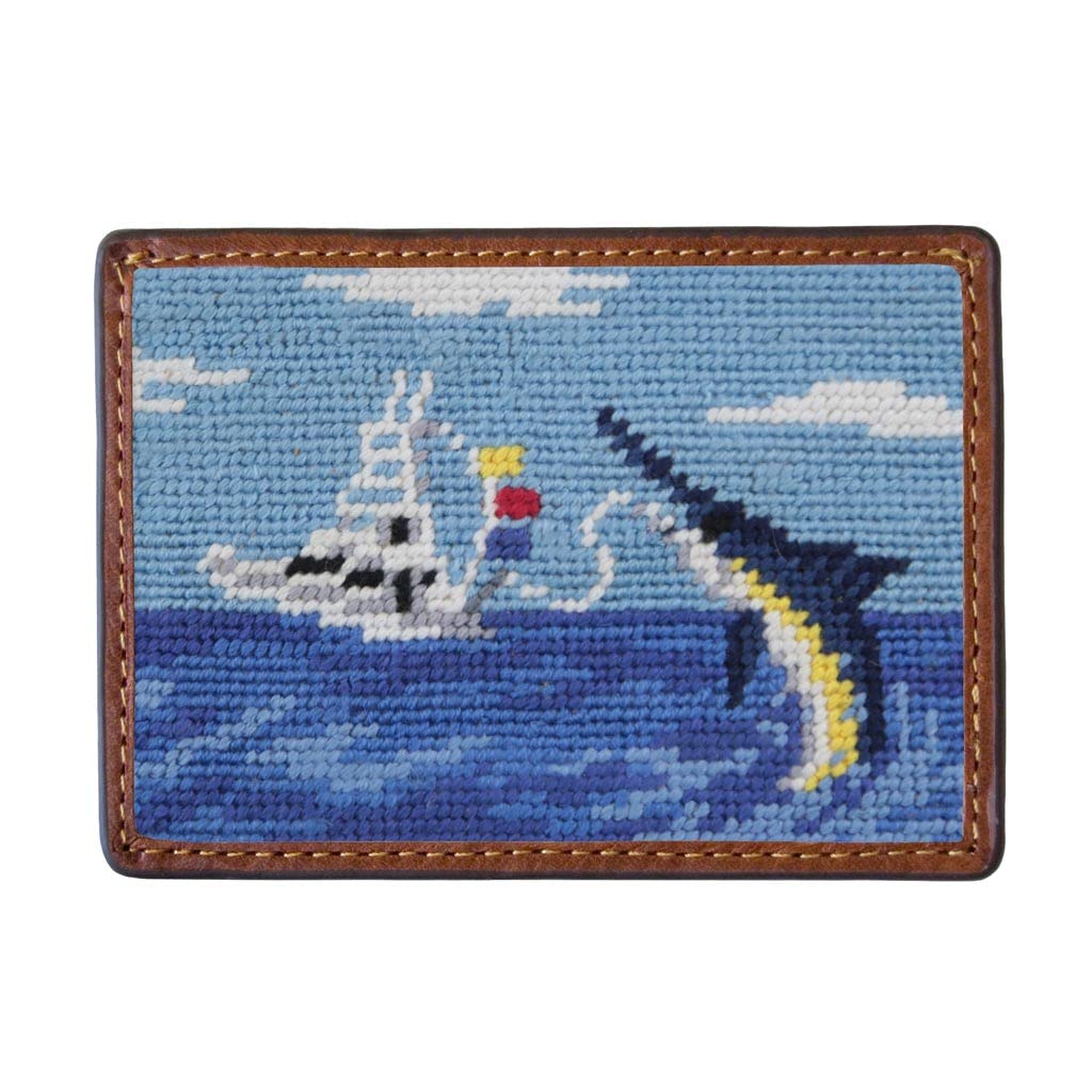 Premium Offshore Fishing Needlepoint Credit Card Wallet by Smathers & Branson - Stylish & Durable RFID-Blocking Wallet for Boating, Fishing & Outdoor Adventures