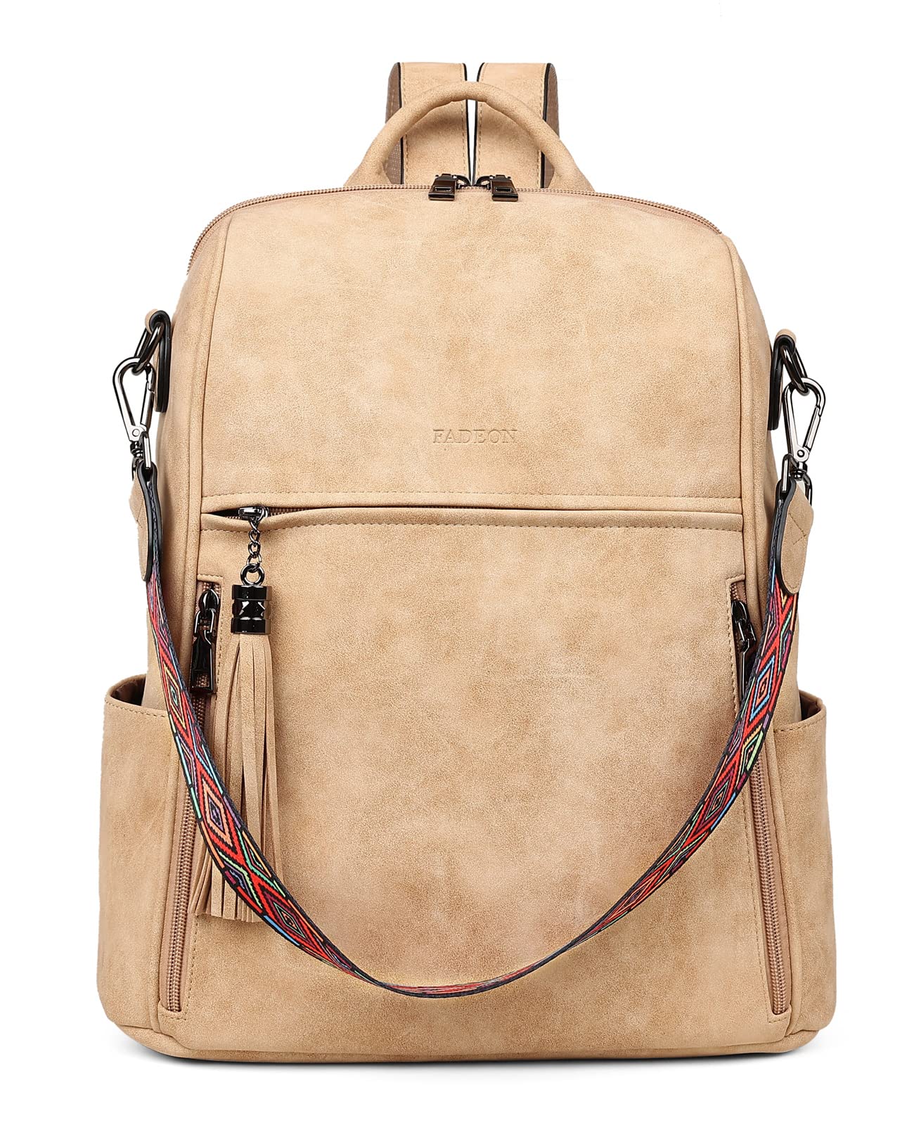 FADEON Women's Leather Backpack Purse - Fashionable PU Shoulder Bag with Tassel for Travel, Work & Daily Use | Yellow