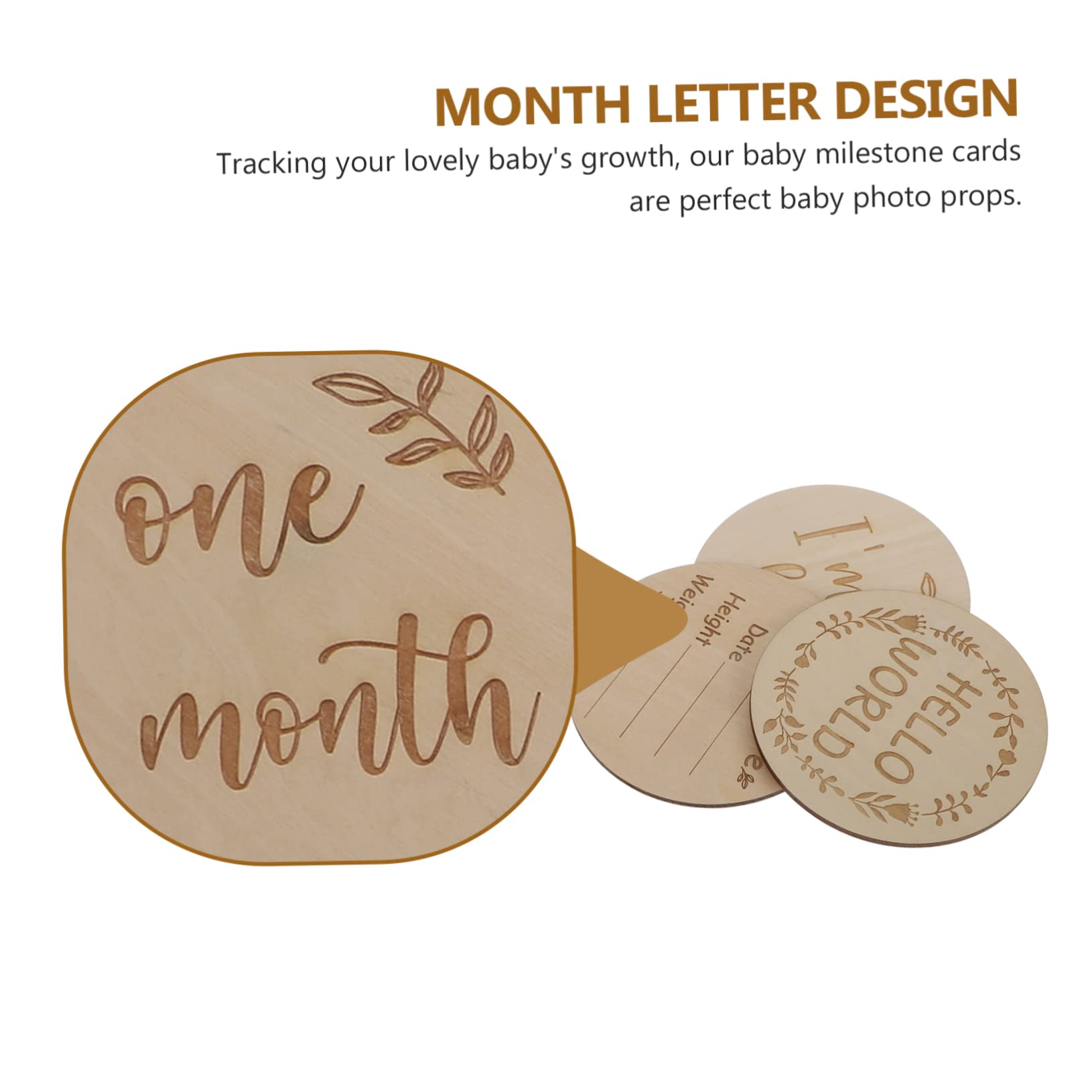 BIUDECO Wooden Baby Growth Tracker Set - Newborn Monthly Milestone Photo Cards for First Year - Perfect for Baby Showers, Nursery Decor & Monthly Photo Shoots