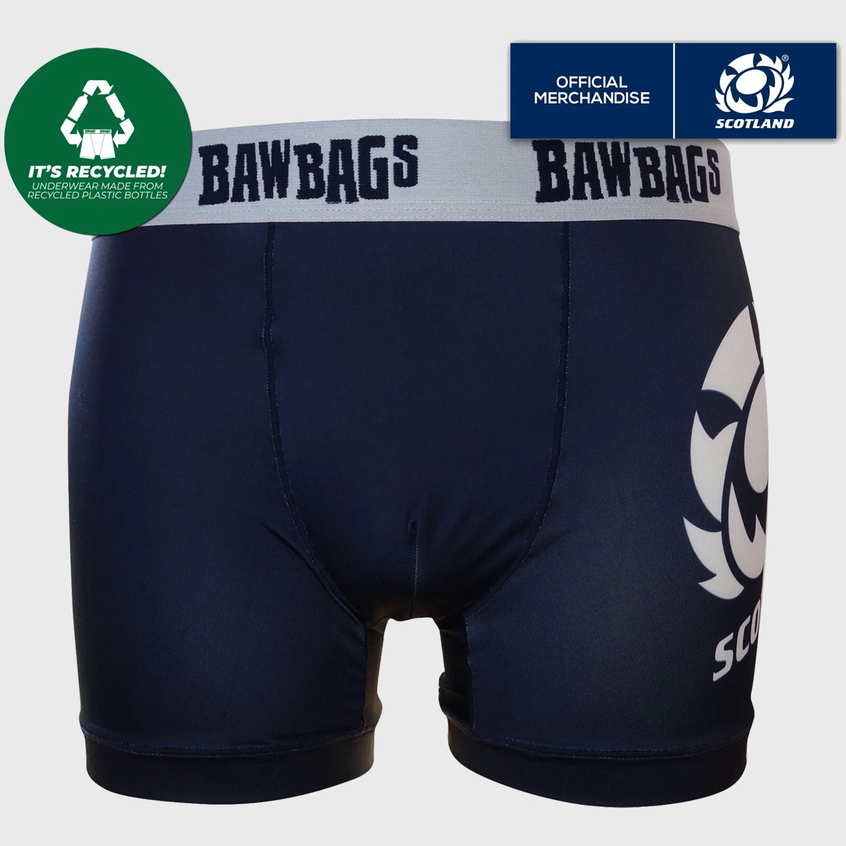 Bawbags Scotland Rugby Cool De Sacs Big Badge Technical Boxer Shorts - Moisture-Wicking Performance Underwear for Sports & Everyday Comfort