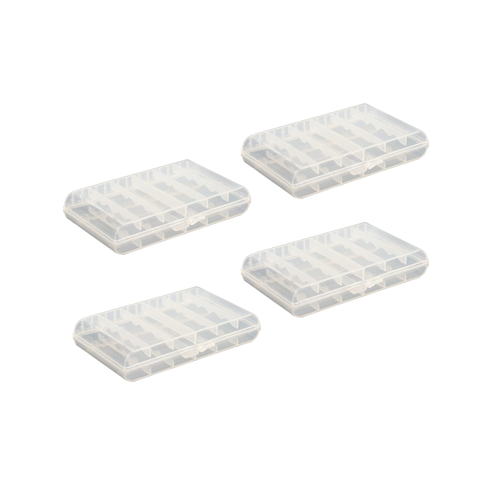 PNGKNYOCN 4-Pack AA/AAA Battery Organizer Case - Portable Plastic Storage Box Holds 6 AA or 8 AAA Batteries - Perfect for Home, Office, Travel & Emergency Kits
