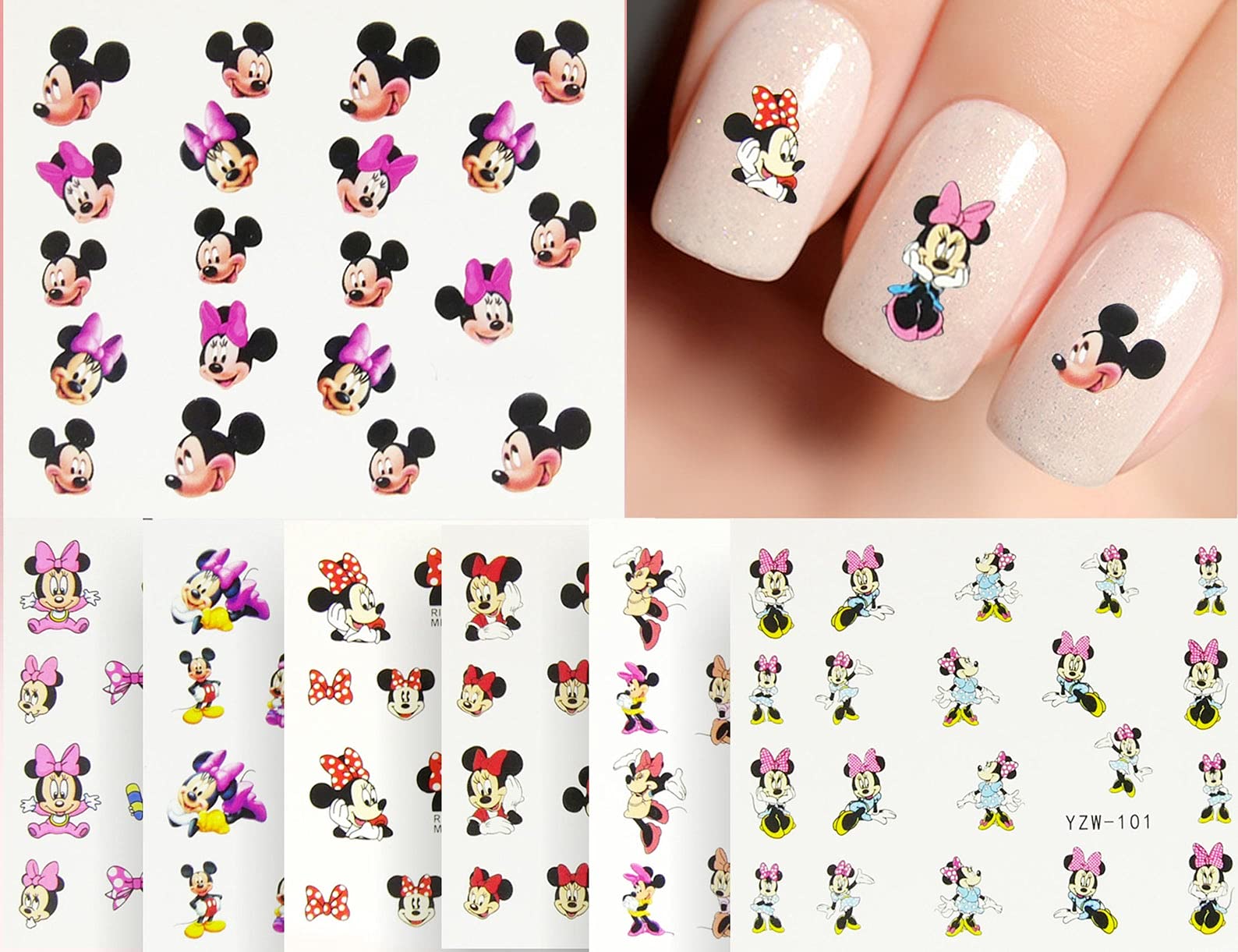 Disney Princess & Mickey Mouse Nail Art Kit - 12 Sheets Nail Decals with Minnie Mouse Designs for DIY Nail Stickers (Perfect for Parties, Cosplay & Gift Ideas)