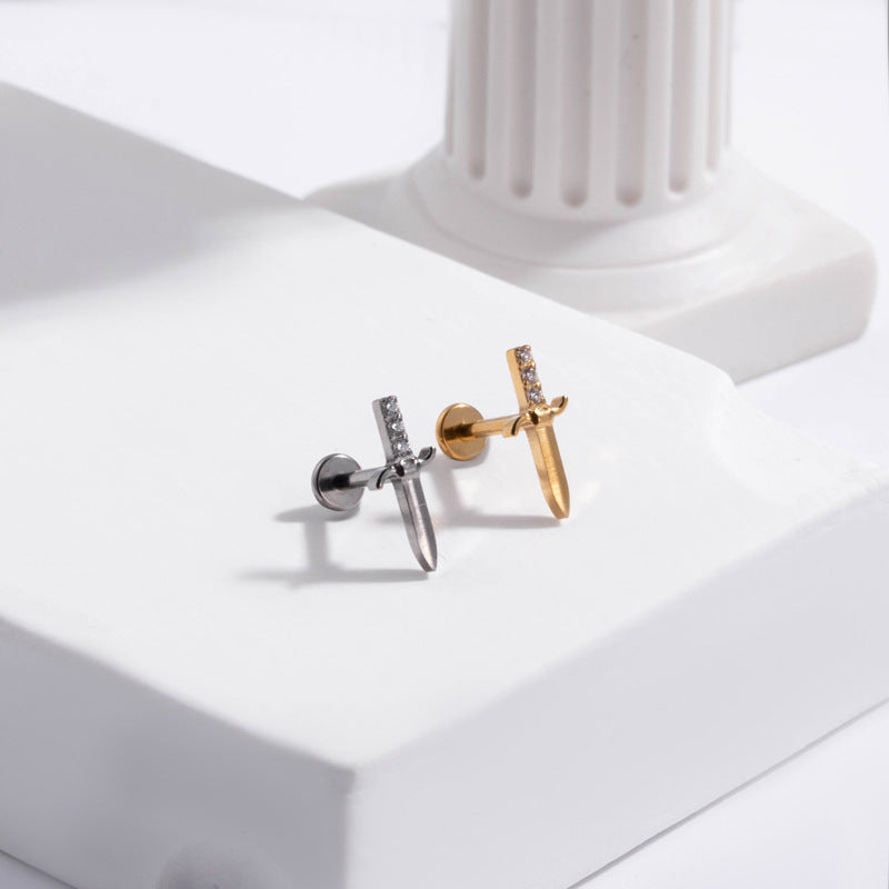 16G Titanium Cartilage Earrings - Crown, Sword & Conch Ear Cuff Set | Hypoallergenic Body Jewelry for Women | Perfect for Piercing, Daily Wear & Special Occasions