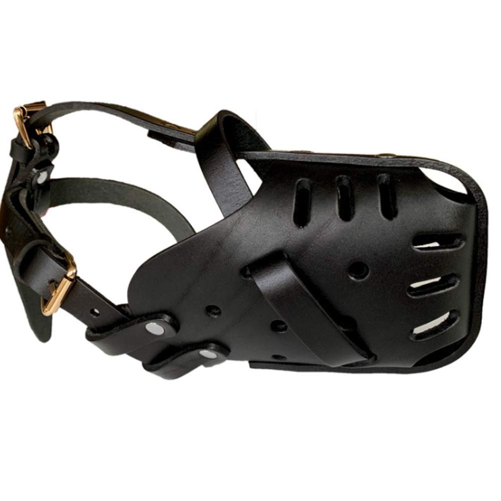 Genuine Leather Dog Muzzle for Pitbulls & Large Dogs - Adjustable Secure Basket Training Mask for Biting, Chewing & Barking Control | Perfect for Training, Walks & Public Safety