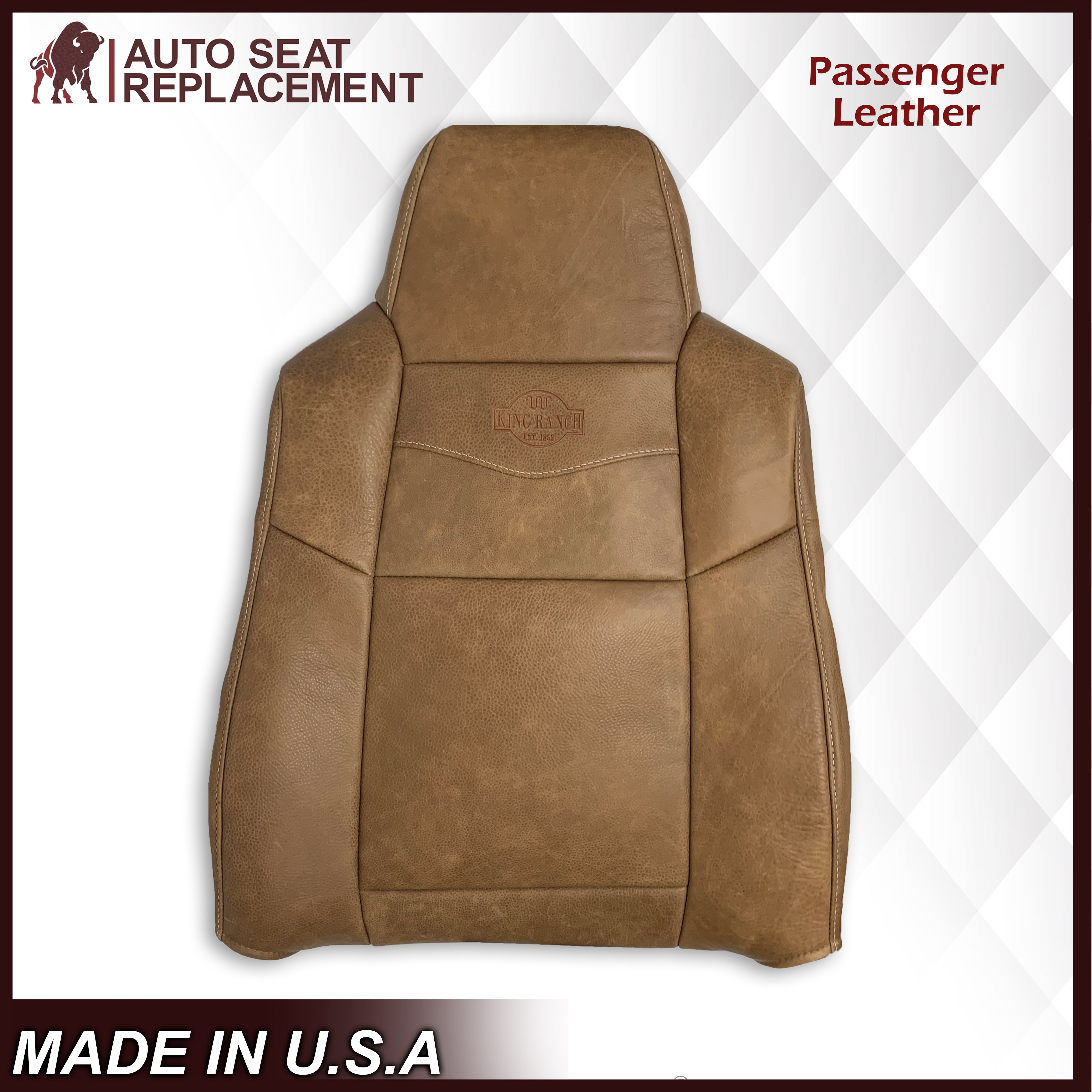 2002-2007 Ford F250 F350 King Ranch Replacement Seat Covers - Genuine Cowhide Leather or Premium Vinyl - Durable Front Seat Protection for Trucks & Off-Road Adventures