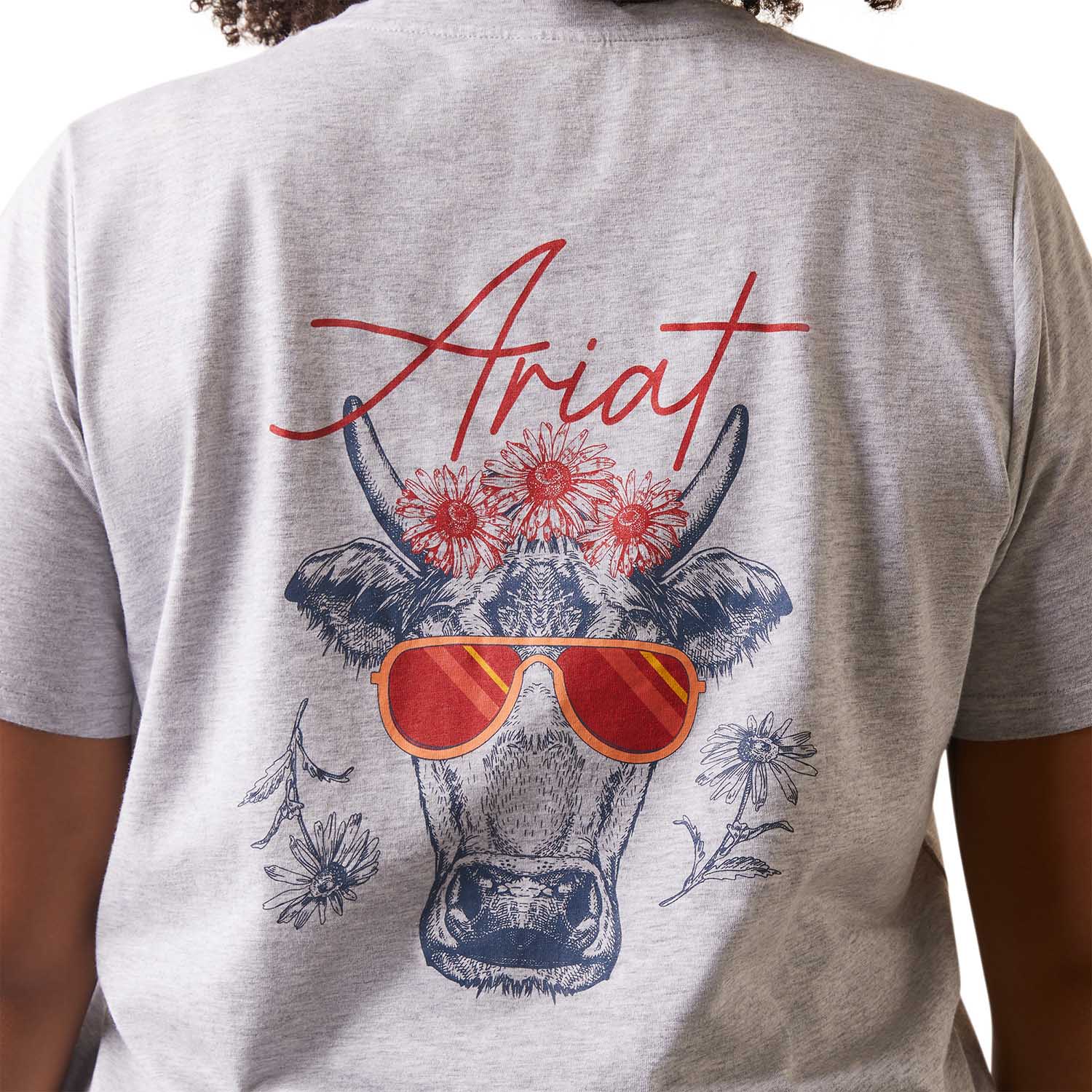Ariat R.E.A.L. Cool Cow Print T-Shirt for Men & Women - Breathable Heather Gray Cotton Tee - Perfect for Ranch Work, Rodeo & Casual Wear
