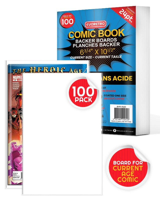 Premium 24PT Comic Backer Boards - Acid-Free & Archival Safe for Current Age Size Comics - Perfect for Collecting, Storing & Protecting Comic Books