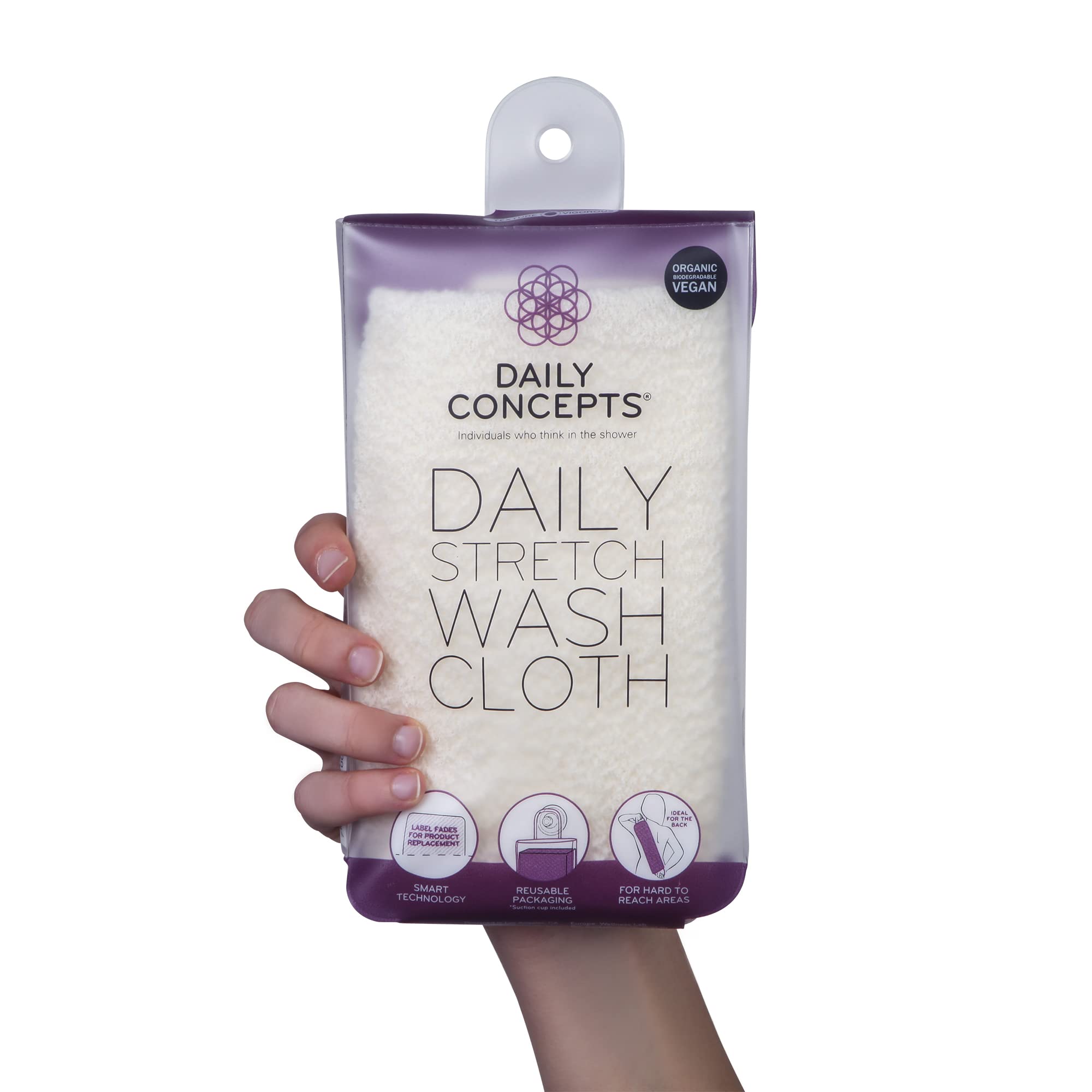 Daily Concepts Stretch Wash Cloth - Expandable Back Scrubber for Shower & Bath - Soft Exfoliating Body Scrub Towel for Deep Cleansing - Perfect for Spa, Travel & Sensitive Skin Care
