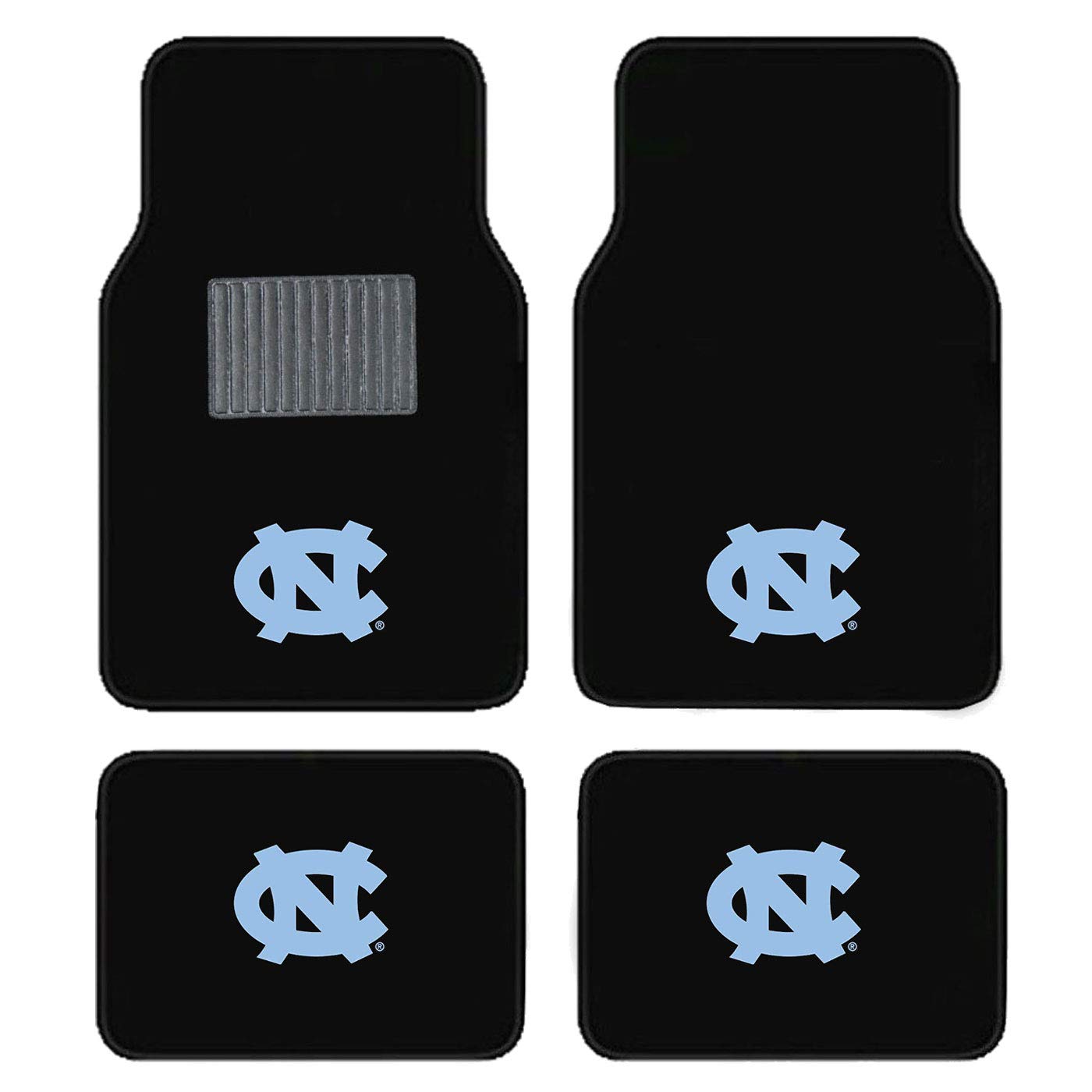 Officially Licensed AAC FanMats NCAA North Carolina Tar Heels Carpet Floor Mats & Headrests Bundle (6-Piece Set) - Perfect for Game Day Decor, Dorm Room Essentials & Tar Heels Fan Gifts