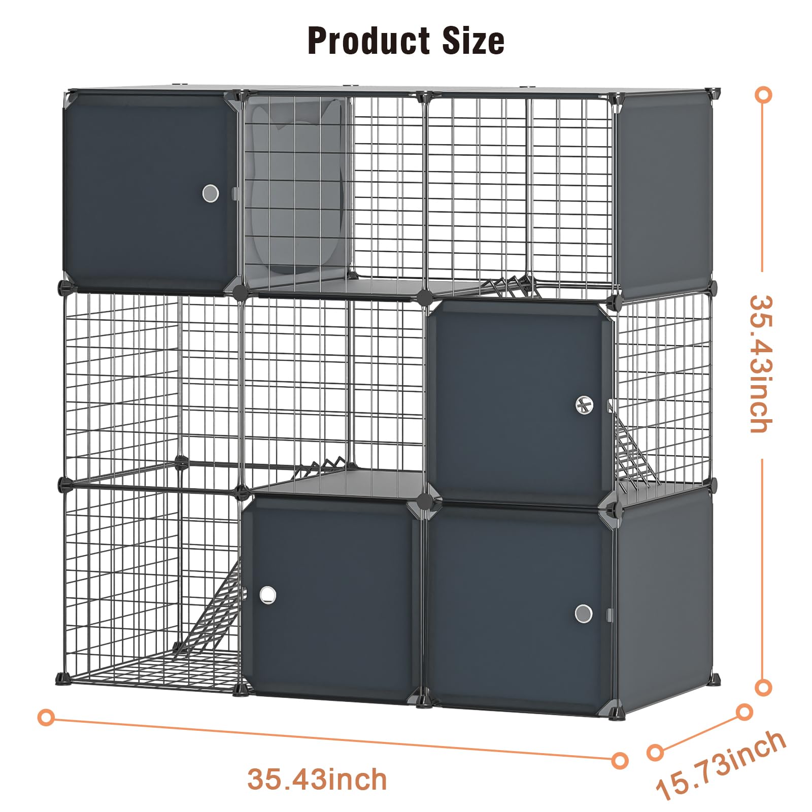 3-Tier Large Cat Enclosure Indoor & Outdoor Playpen with Detachable Litter Box - Metal Wire Kennel Cage for Kittens & Cats - Perfect for Playtime, Training & Safe Outdoor Adventures