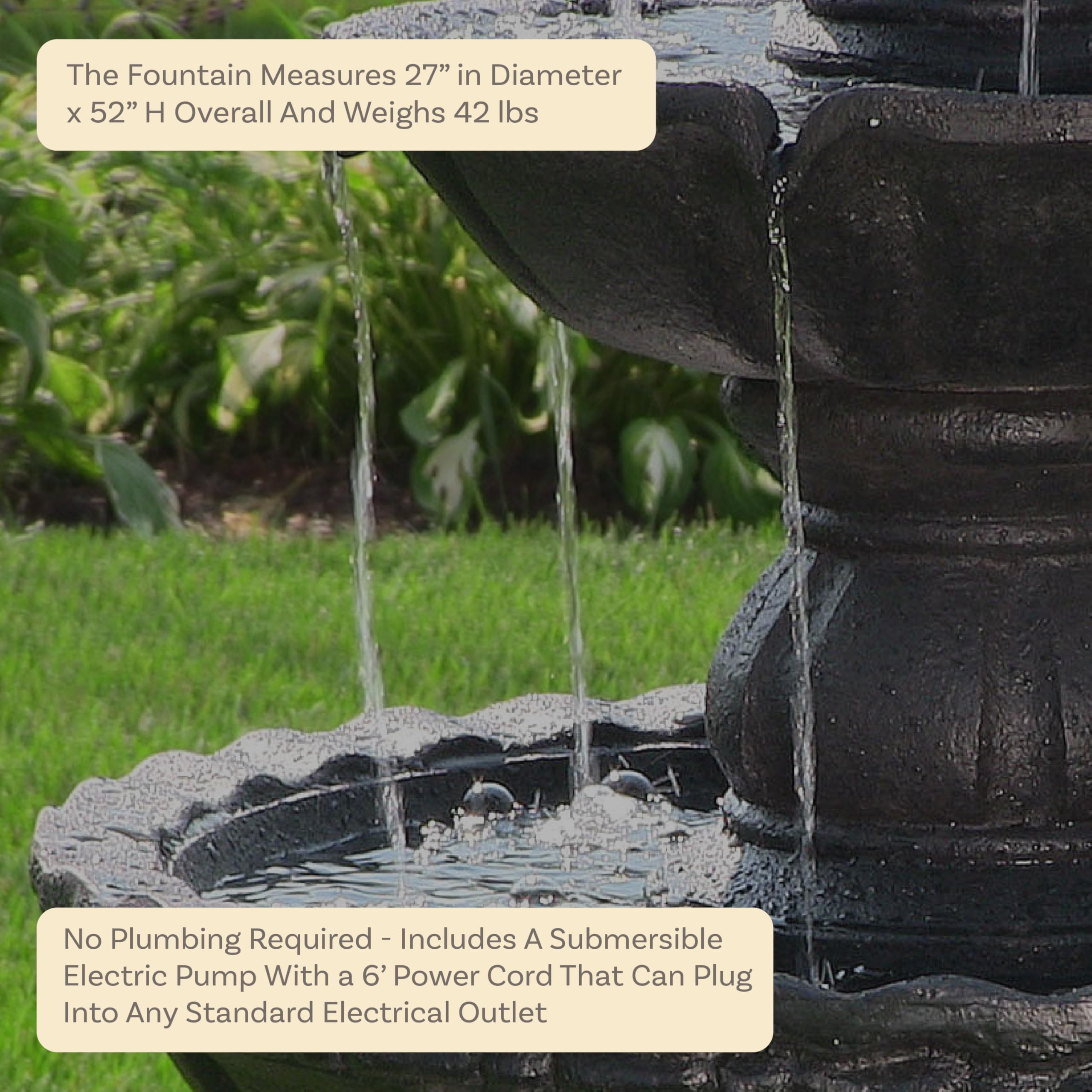 Sunnydaze 52-Inch 4-Tier Pineapple Outdoor Water Fountain - Large Garden Water Feature for Patio, Yard, or Backyard Decor - Black | Perfect for Relaxation, Meditation & Outdoor Ambiance