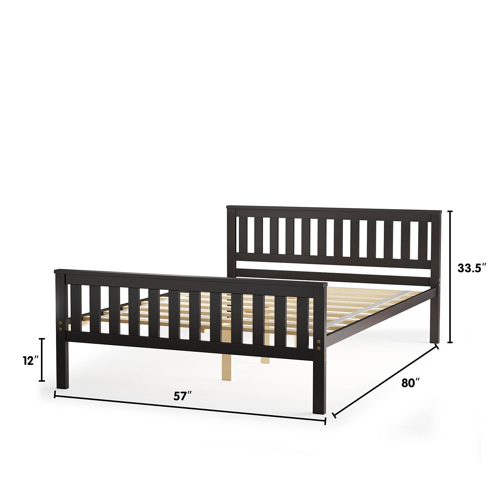 Giantex Full Size Wooden Bed Frame with Headboard - 12 Inch Sturdy Platform Bed Base, Wood Slat Support, No Box Spring Needed, 7-Leg Design for Enhanced Stability, Easy Assembly - Perfect for Master Bedrooms, Guest Rooms & Small Apartments