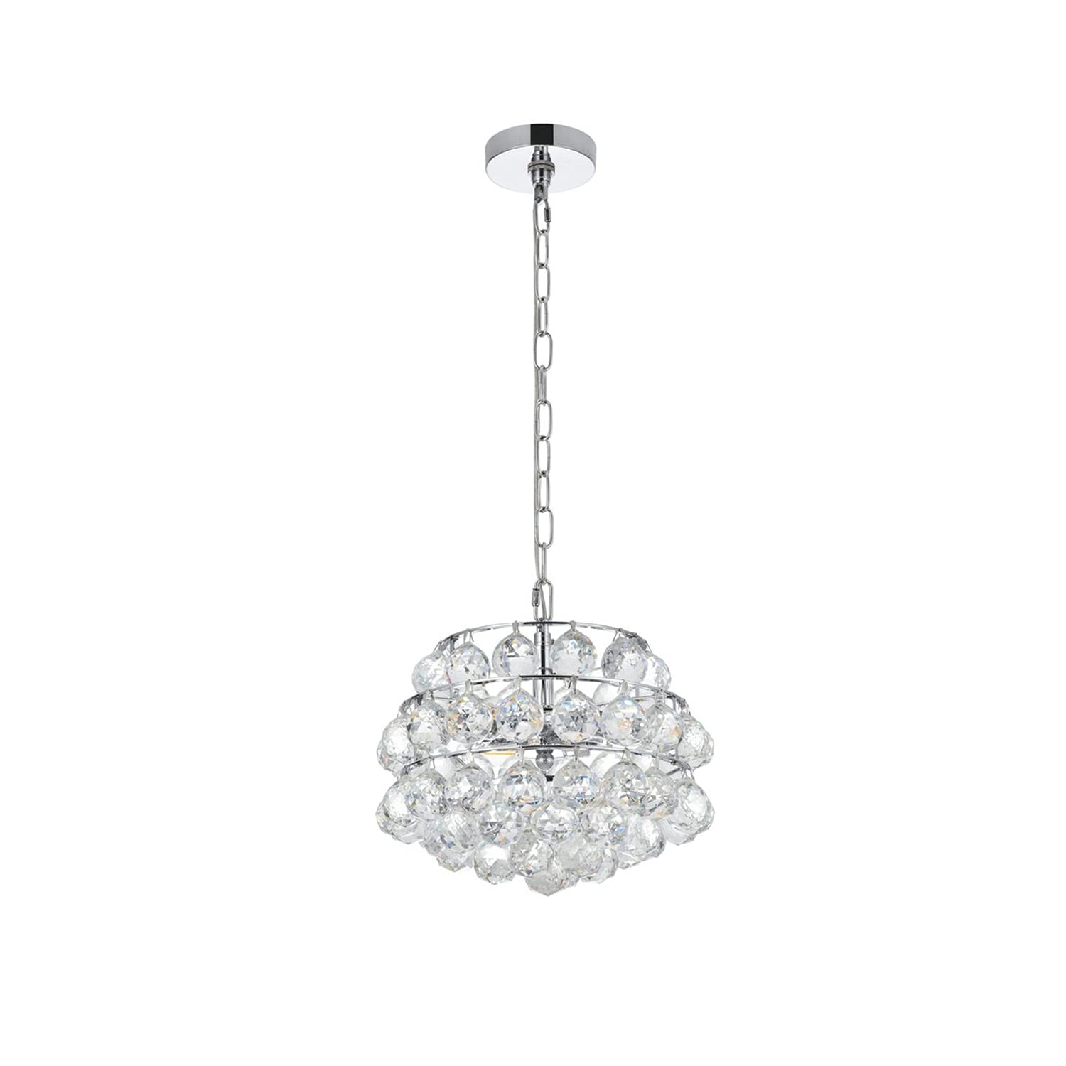 12 Inch Chrome Savannah Modern Pendant Light - Bright Indoor Ceiling Fixture for Living Room, Kitchen & Bedroom Decor