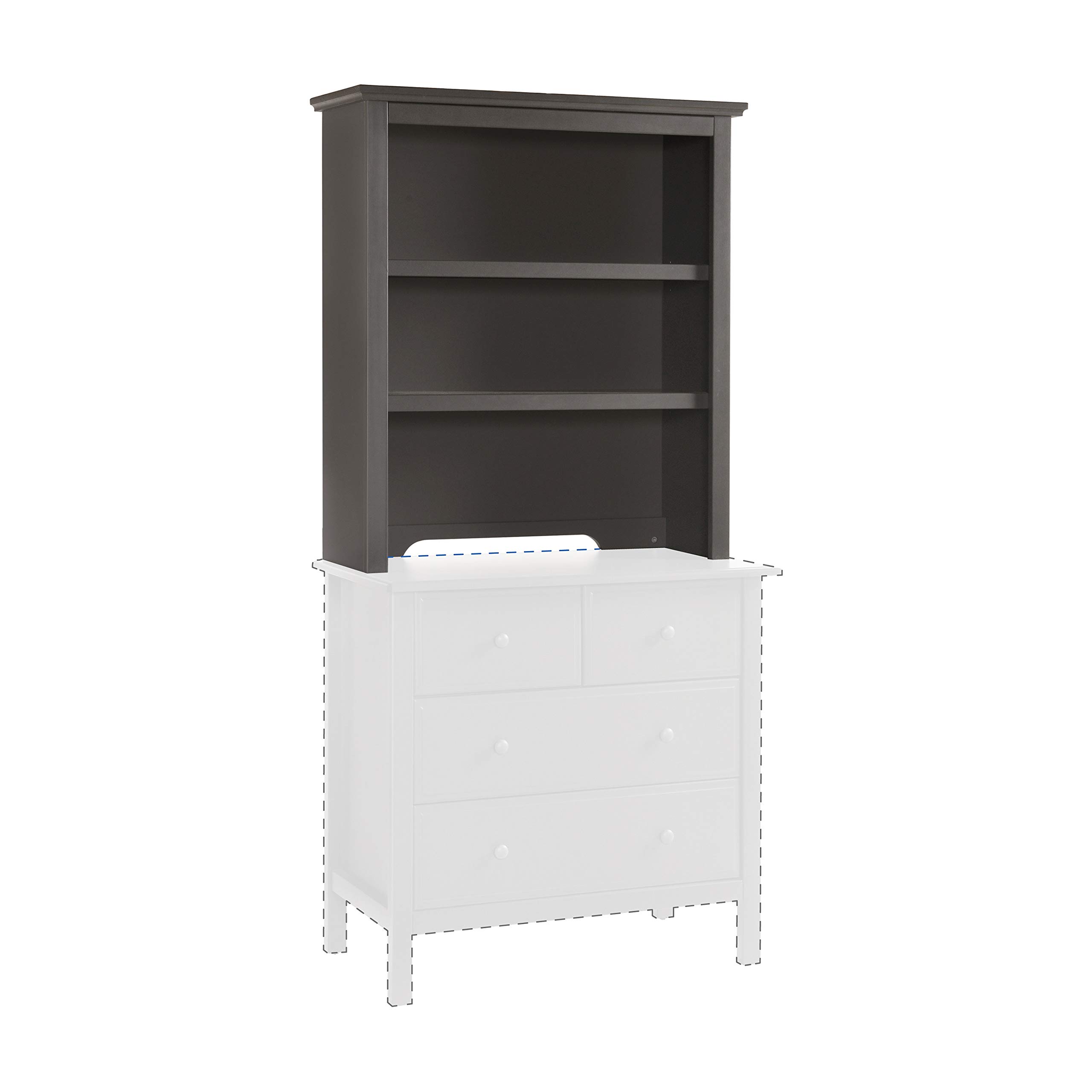 DaVinci Autumn Bookcase Hutch in Slate - Modern Storage Cabinet for Living Room, Office & Bedroom - Stylish Bookshelf with Adjustable Shelves for Home Decor & Organization
