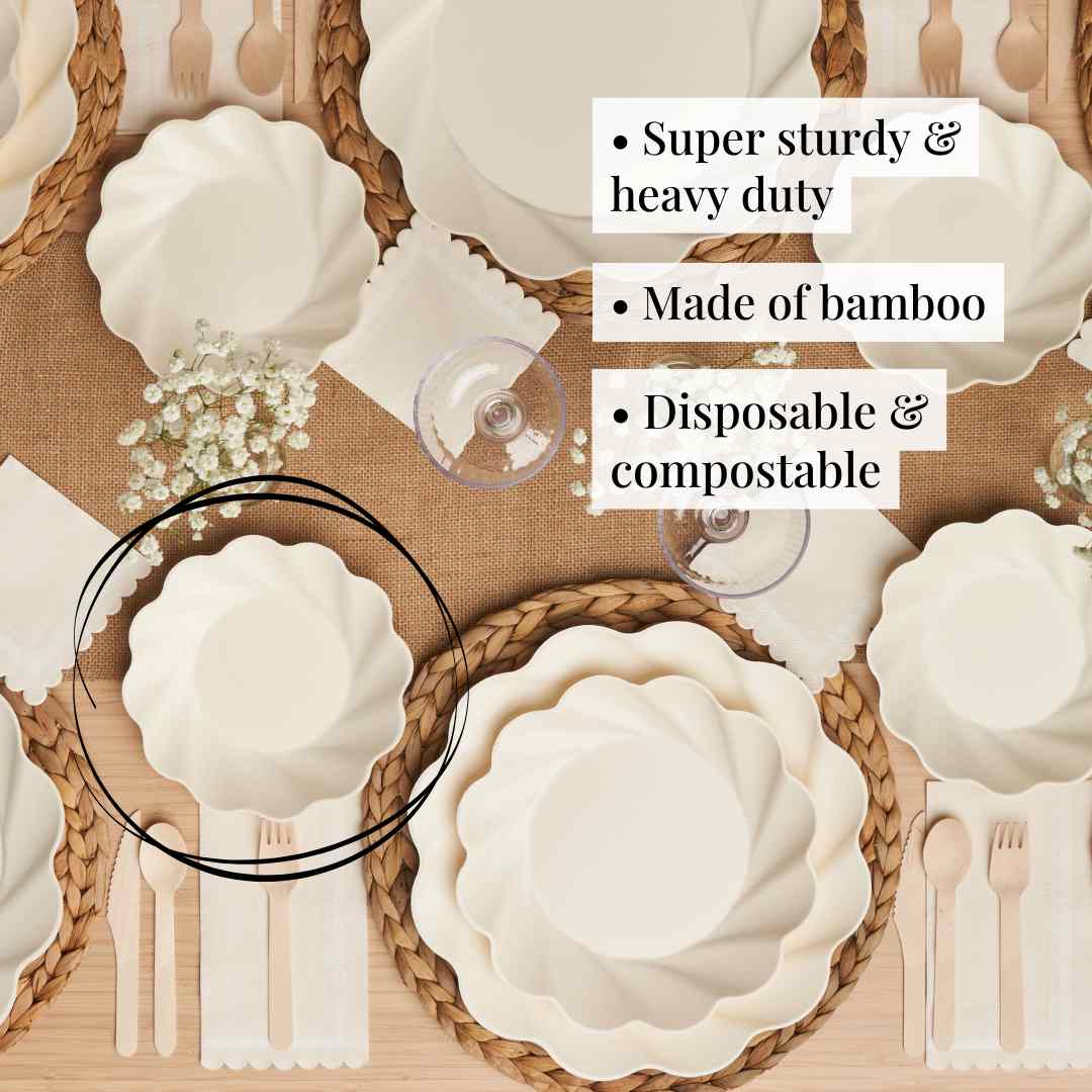 Simply Eco Salad Plates - Set of 8, Cream Color | Biodegradable & Compostable Dinnerware for Parties, Picnics, BBQs & Eco-Friendly Gatherings