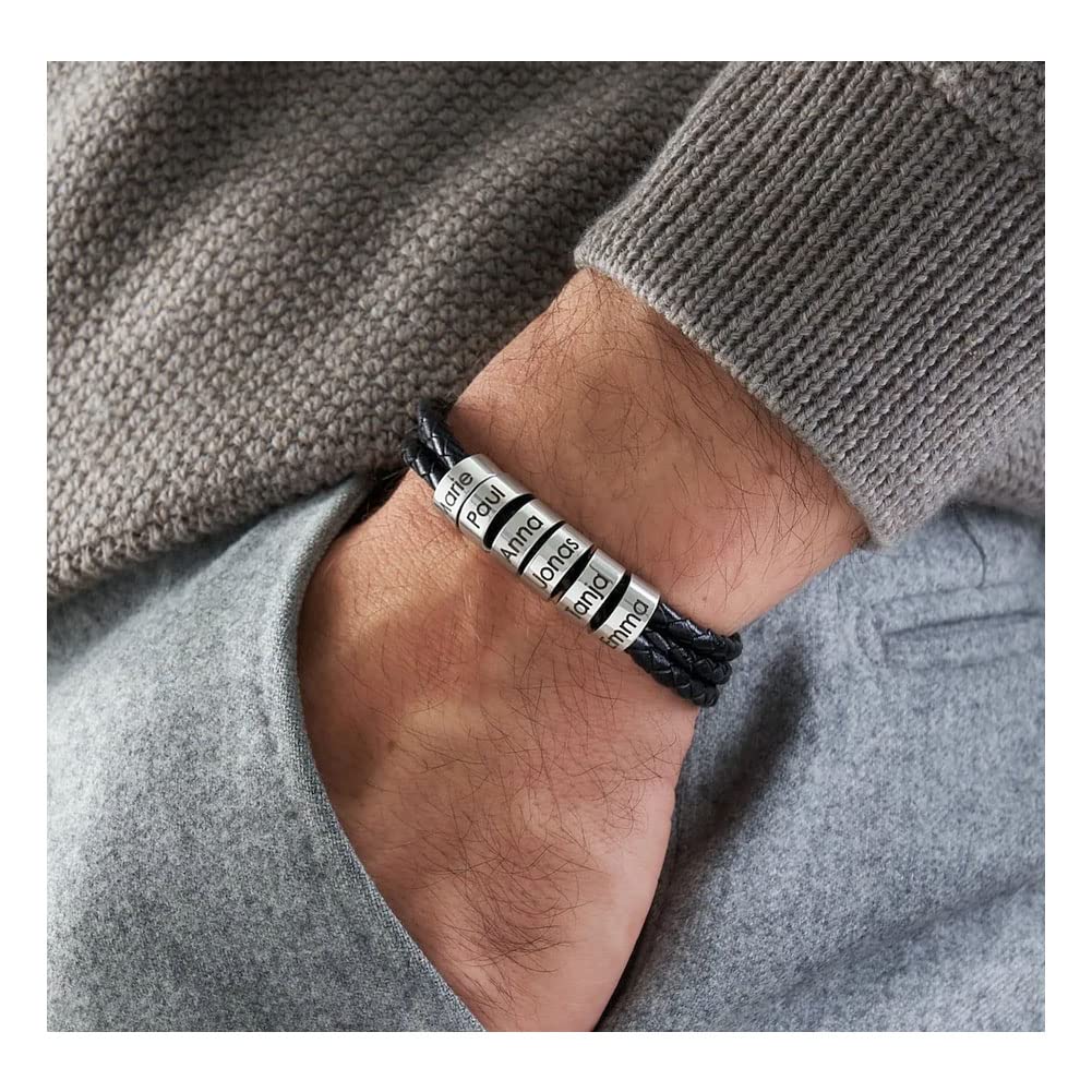Personalized Best Dad Bracelets with Name - Custom Fathers Day Gifts for Dad from Wife - Engraved Mens Bracelet for Anniversary, Birthday & Special Occasions