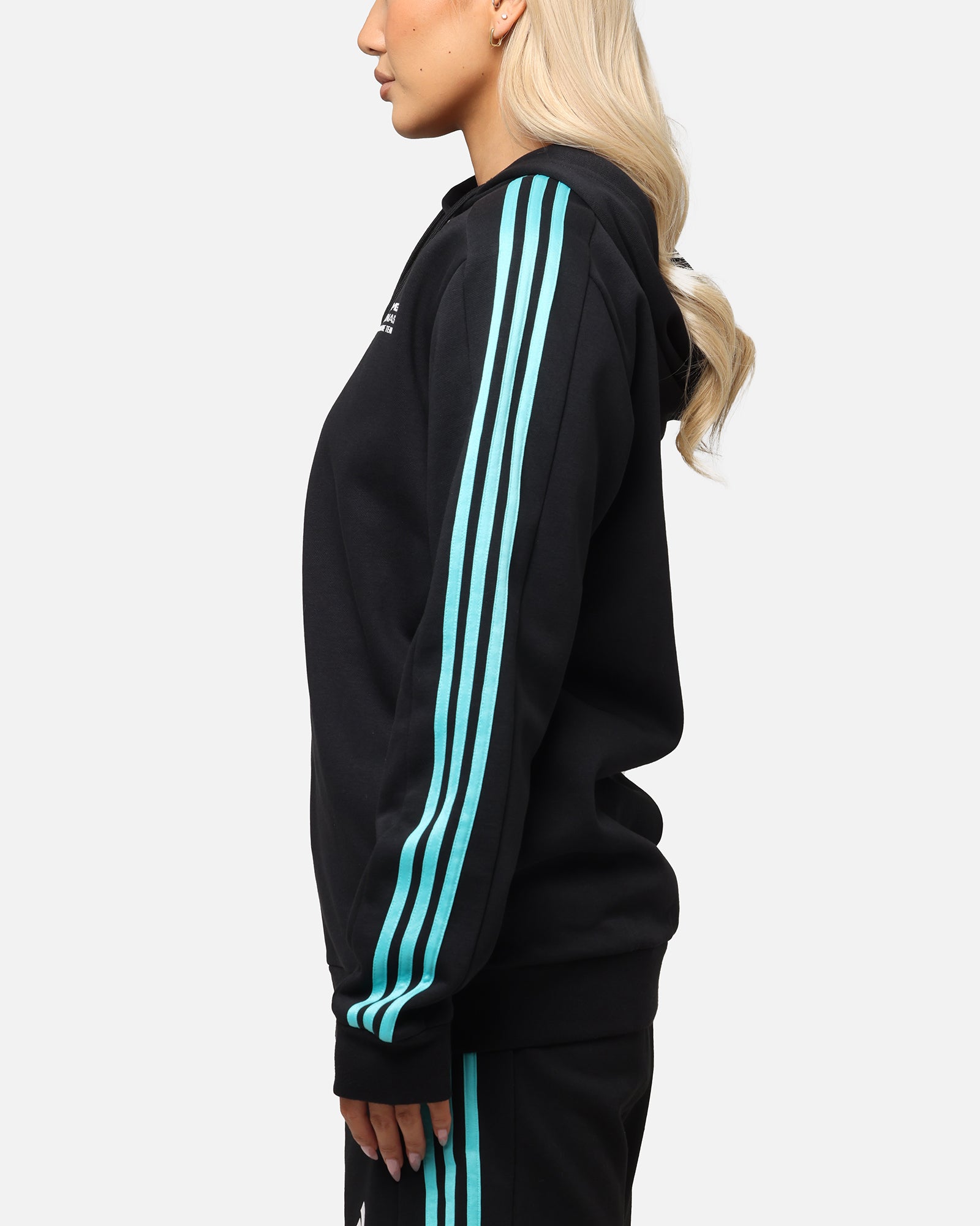Adidas x Mercedes AMG Petronas Formula One F1 DNA Full Zip Hoodie - Black & White - Men's Racing Jacket for Casual Wear & Motorsport Fans