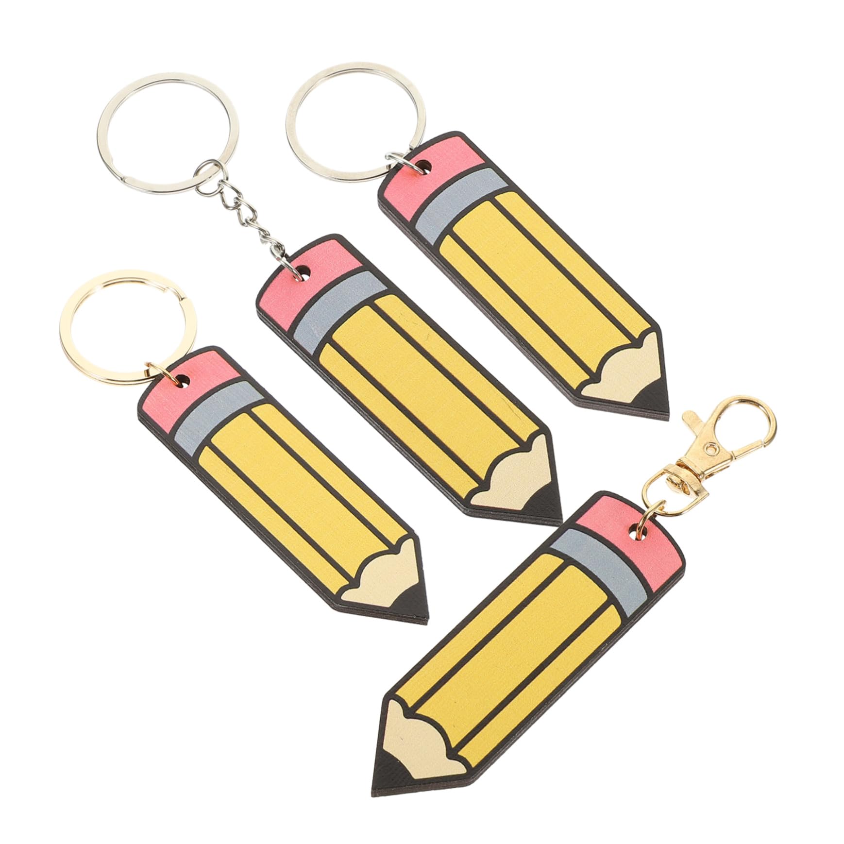 KICHOUSE Wooden Pencil Keychains - Bulk Pack of 12 Cute Mini Pencil Keyrings for DIY Crafts, School Supplies, Gifts & Office Decor - Unique Keychain Accessories for Backpacks, Laptops & Keyrings