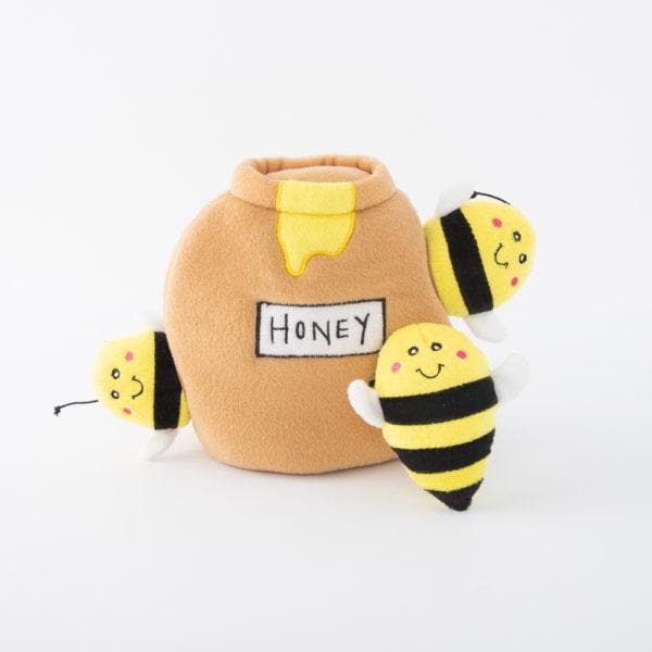 Zippy Burrow Honey Pot Dog Plush Toy - Cute Honey Bee Stuffed Animal for Small & Large Dogs - Perfect for Cuddling, Chewing & Playtime at Home or Outdoors