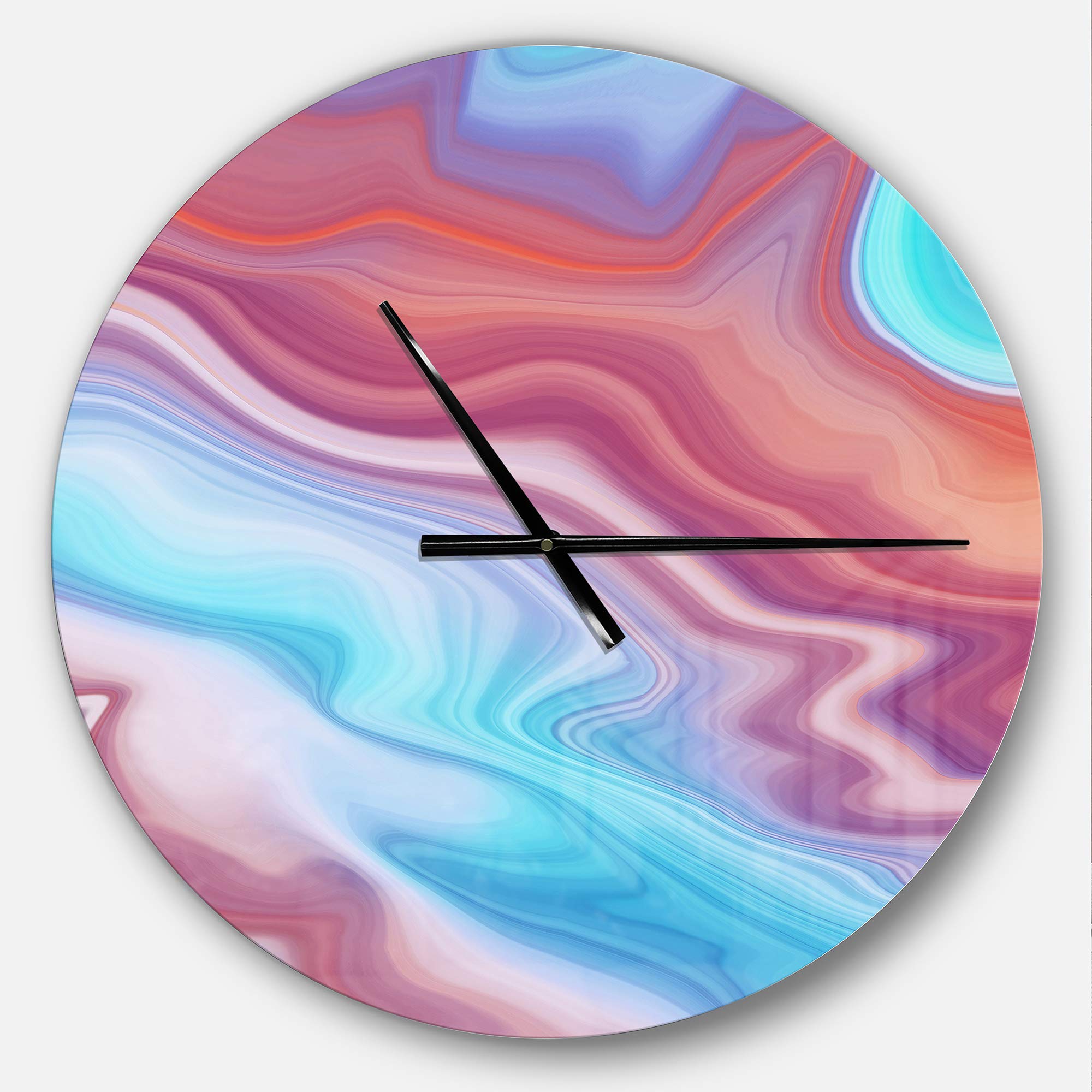 Designart Abstract Marbled Wall Clock - Modern Round Metal Wall Art for Home Decor | Contemporary Circle Wall Clock for Living Room, Bedroom & Office | Perfect for Minimalist & Boho Interior Design Styles