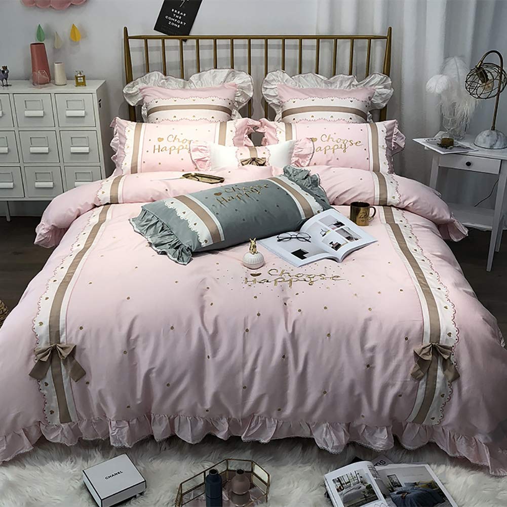 Tufted Cotton Chenile Dots Comforter Set - 4 Piece 100% Cotton Jacquard Bedding for Girls & Teens - Soft & Cozy Bedroom Decor for All Seasons