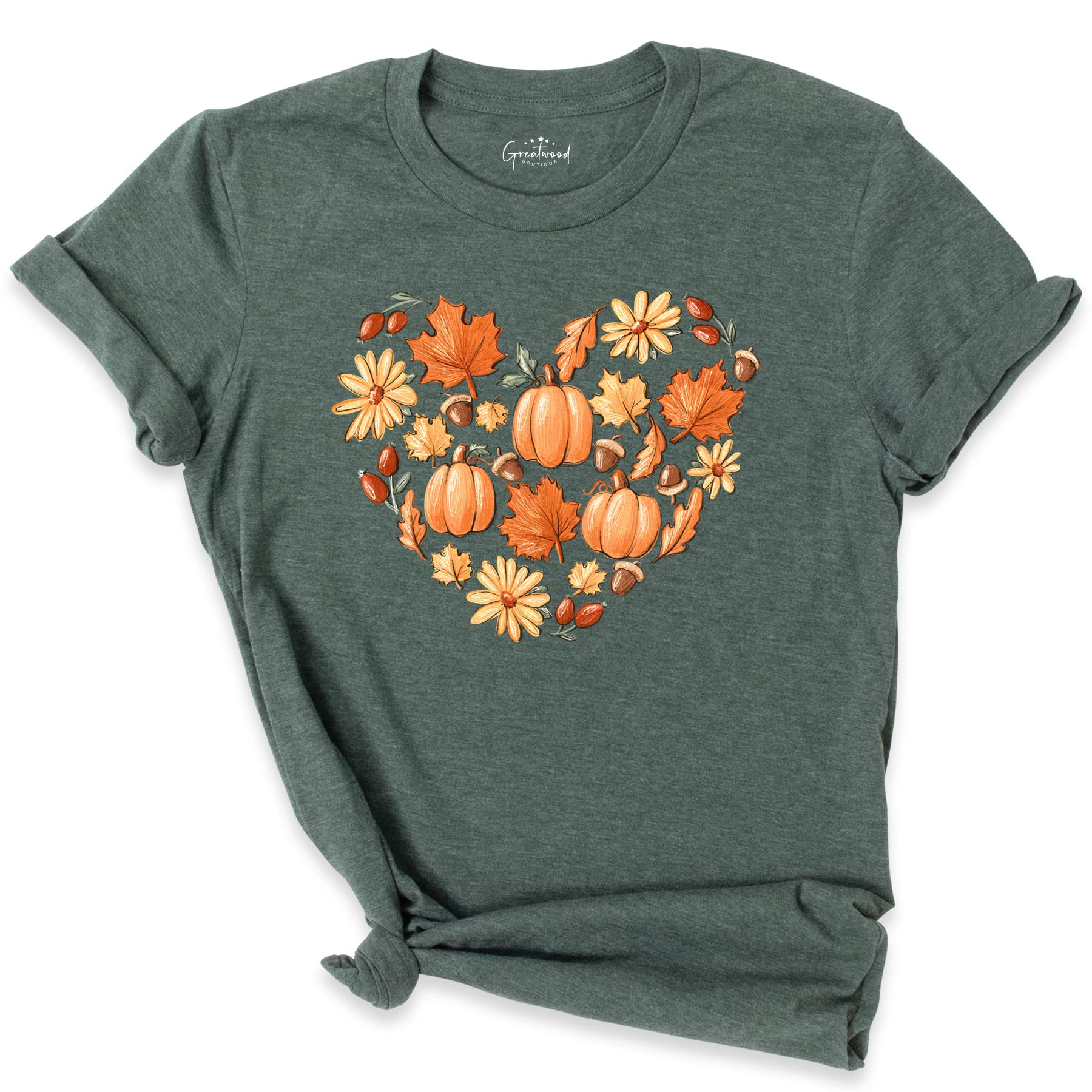 Halloween Fall Pumpkin Heart Shirt for Women | Cute Autumn Graphic Tee with Doodles | Thanksgiving & Halloween Party Outfit | Cozy Seasonal Fashion for Fall Festivities