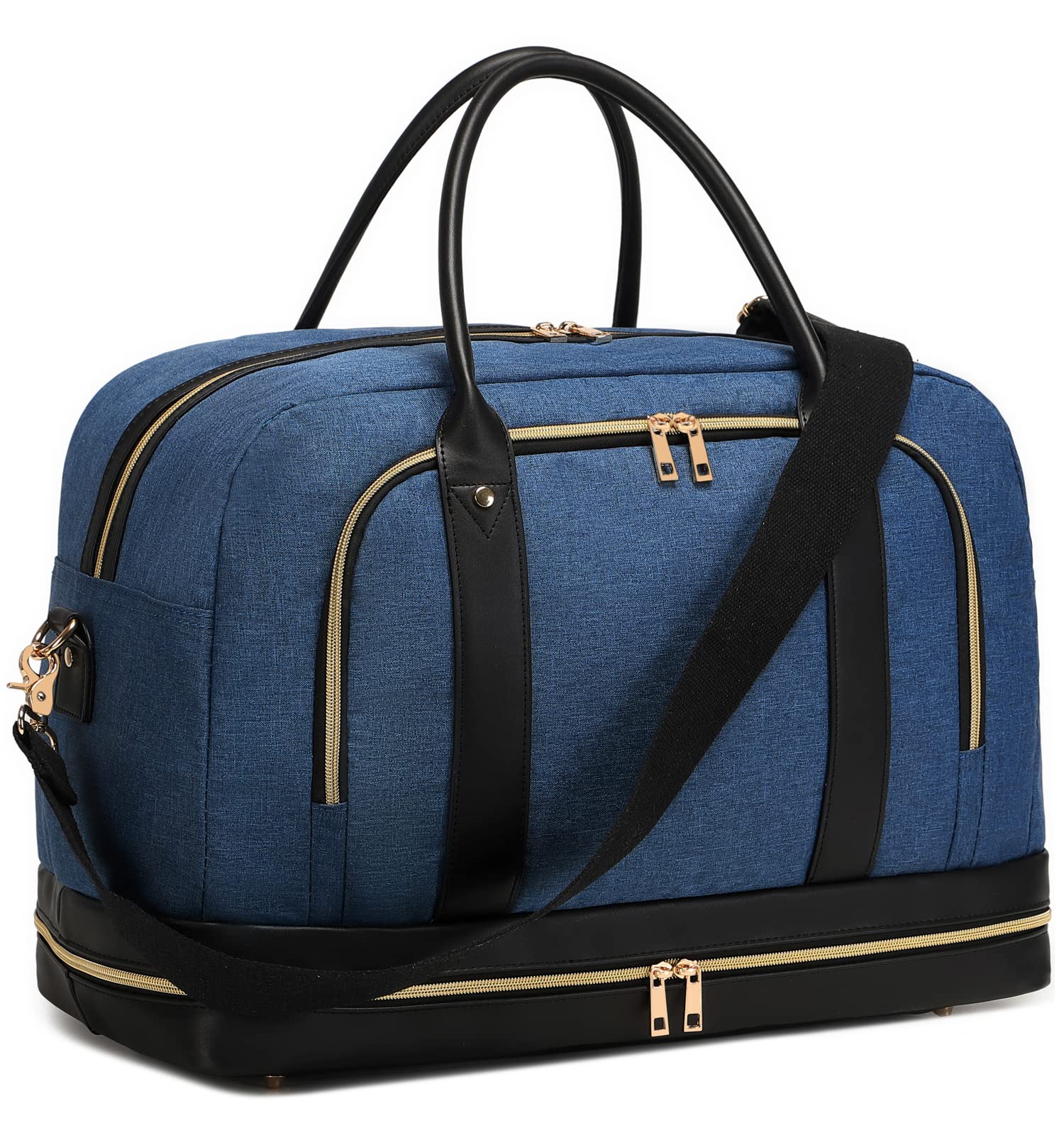 Stylish Leather Weekender Bag for Women & Men - Duffle Overnight Travel Tote Carry On Luggage - Perfect for Business Trips, Gym, Weekend Getaways & Airplane Travel