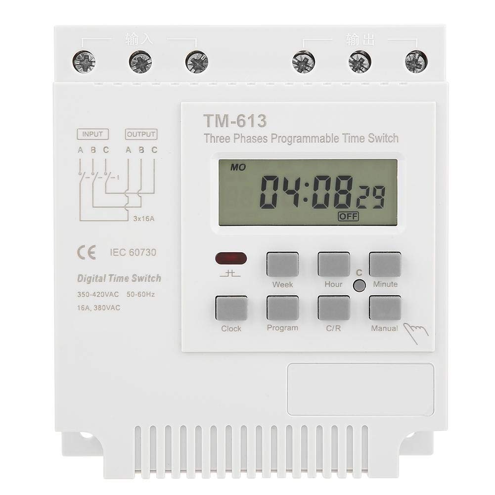 Walfront TM-163 380V Smart Digital 3-Phase Timer Switch - Programmable Weekly Relay Power Controller for Industrial Equipment & Home Automation