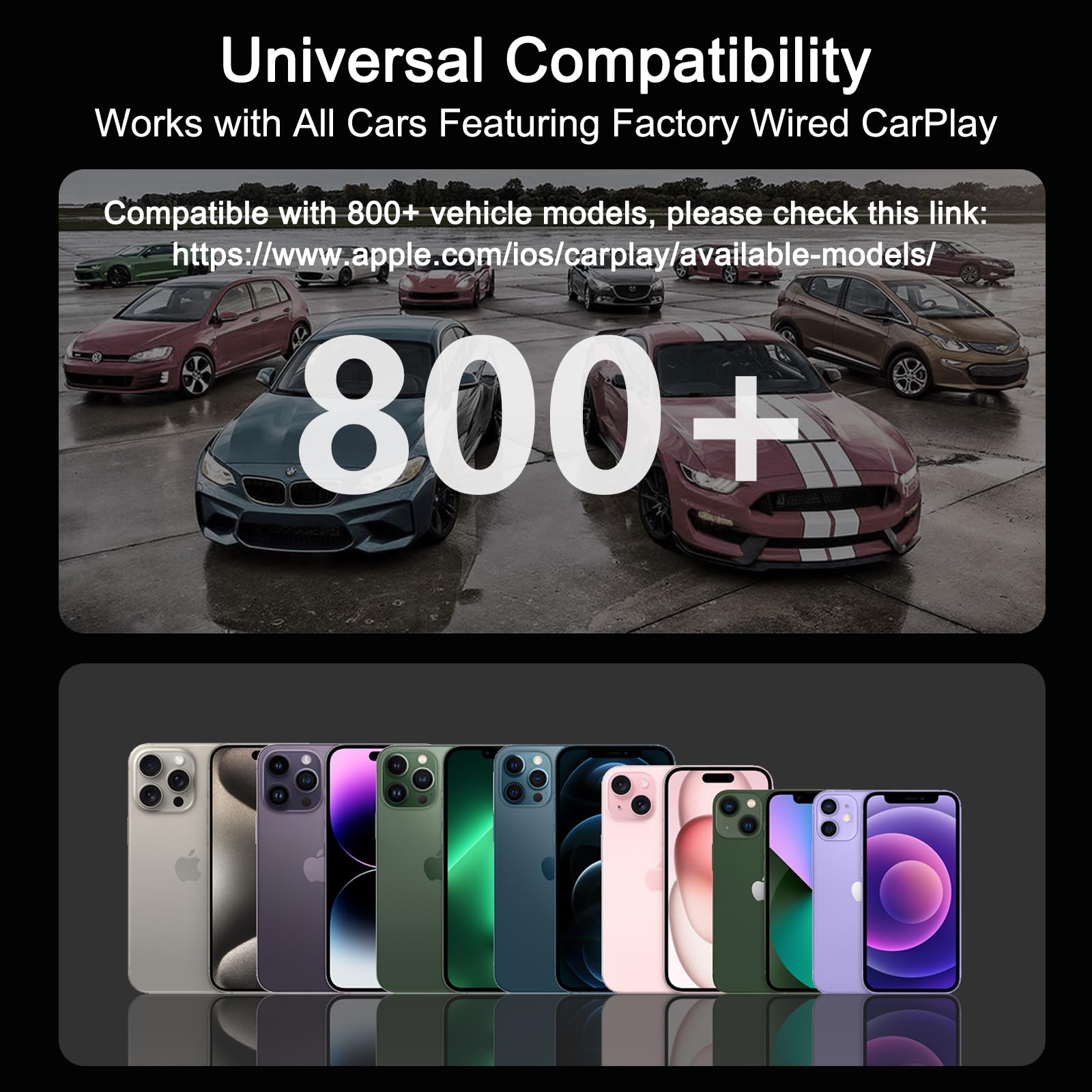 2024 Wireless CarPlay Adapter - Plug & Play Upgrade for Factory Wired CarPlay | Converts Wired to Wireless Fast & Easy | Compatible with 2015+ Cars & iPhone iOS 10+ | Perfect for Commuting, Road Trips & Hands-Free Driving