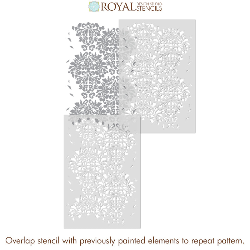 Damask Fabric Wall Stencil - Reusable DIY Painting Template for Home Decor, Bedroom & Living Room Wall Art Projects
