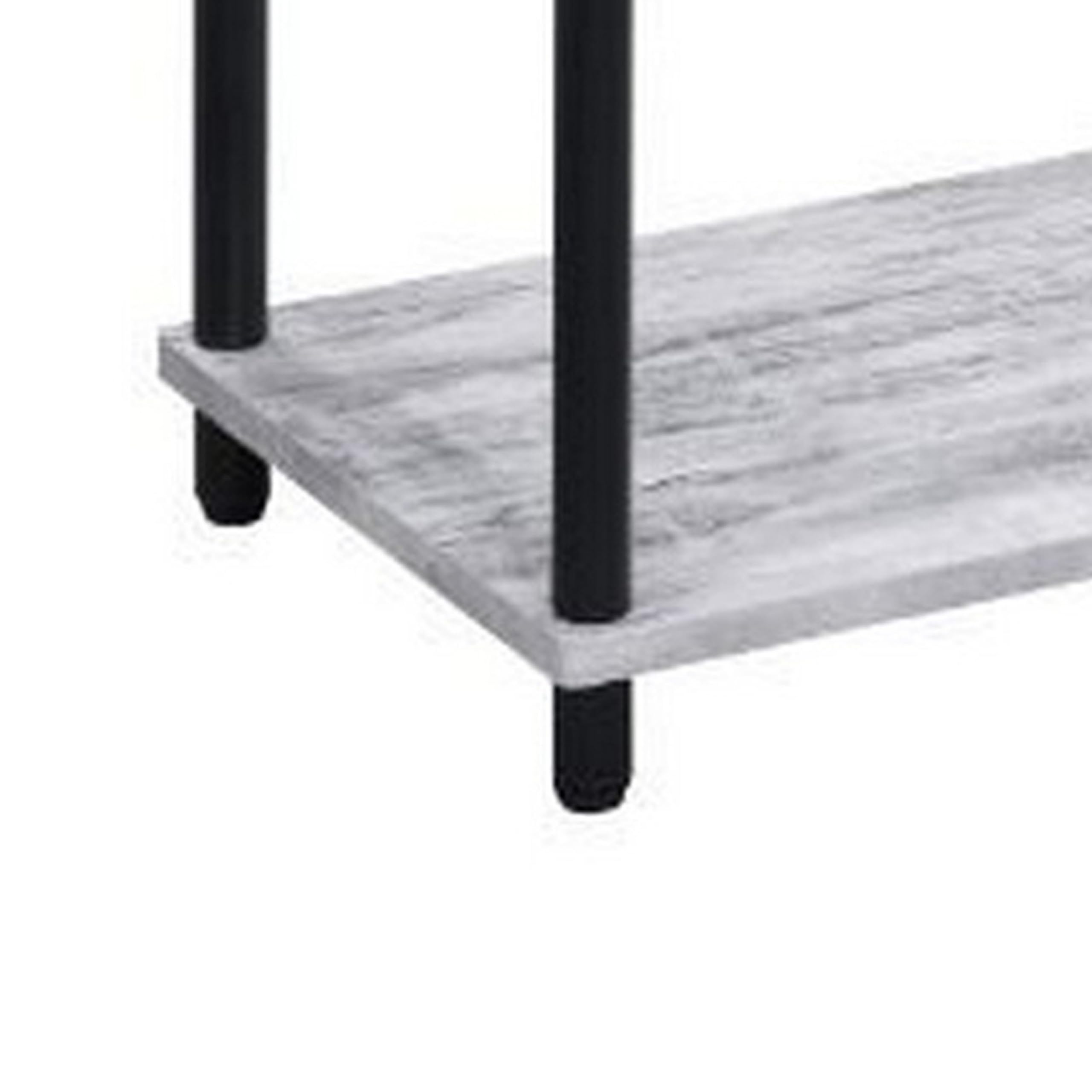Benjara BM237179 4-Tier Bookshelf with Metal Tubular Legs, Antique White - Perfect for Living Room, Office, or Bedroom Storage & Display