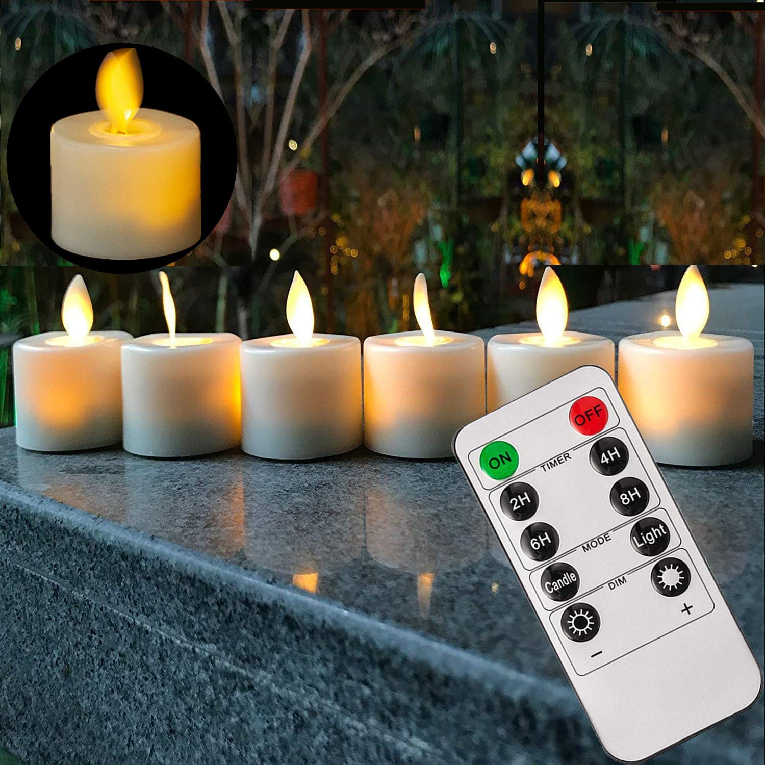 LULUBRO LED Flameless Flickering Battery Operated Tea Light Candles with RF Remote & Timer - 24 Pack, Warm White - Perfect for Valentine's Day, Weddings, Parties, Home Decor, and Outdoor Lighting