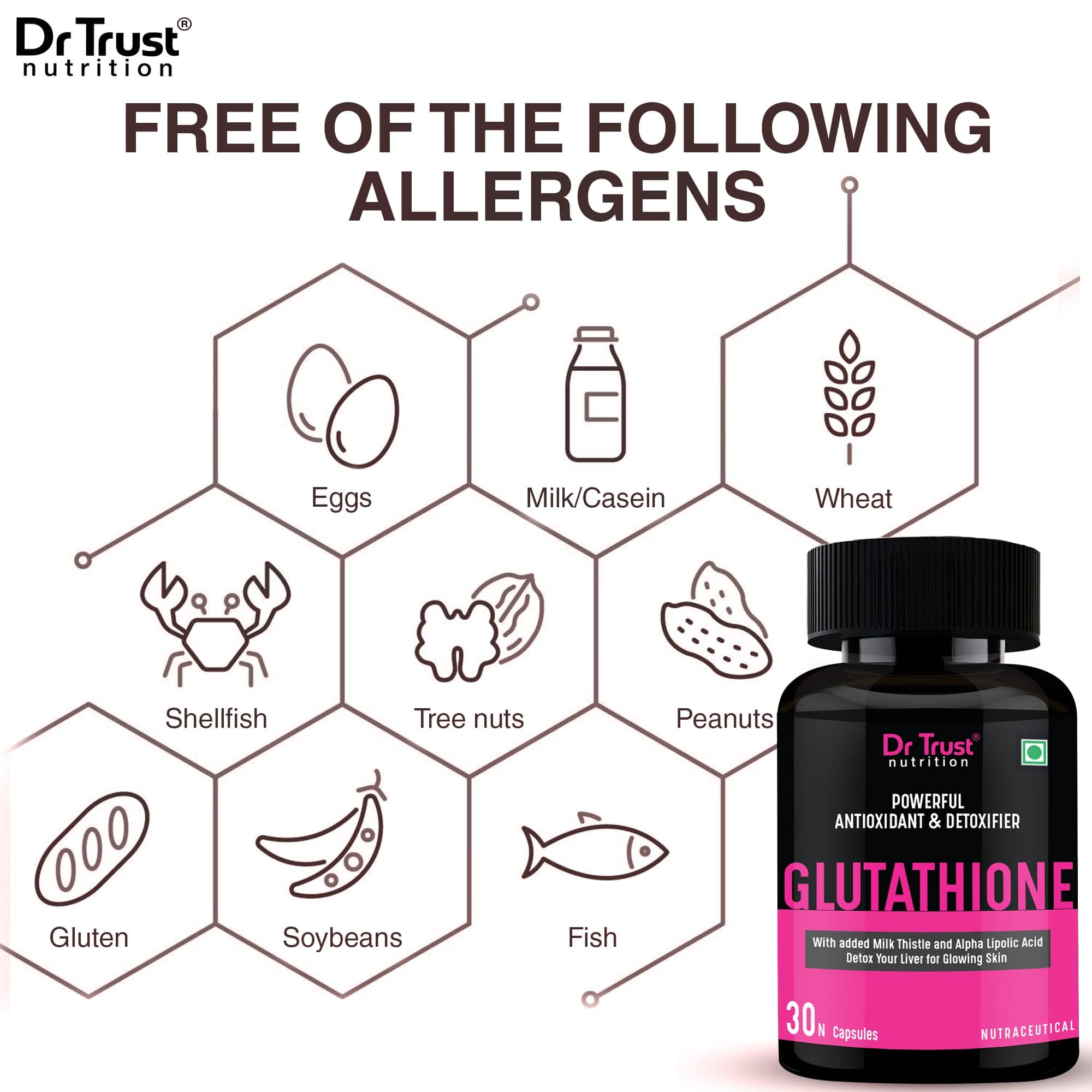 Dr Trust USA Glutathione 500mg Vegetarian Capsules - 722 Count | Antioxidant Support for Skin Whitening & Detox | Expiry Nov 2023 | Perfect for Daily Wellness Routine & Anti-Aging Care