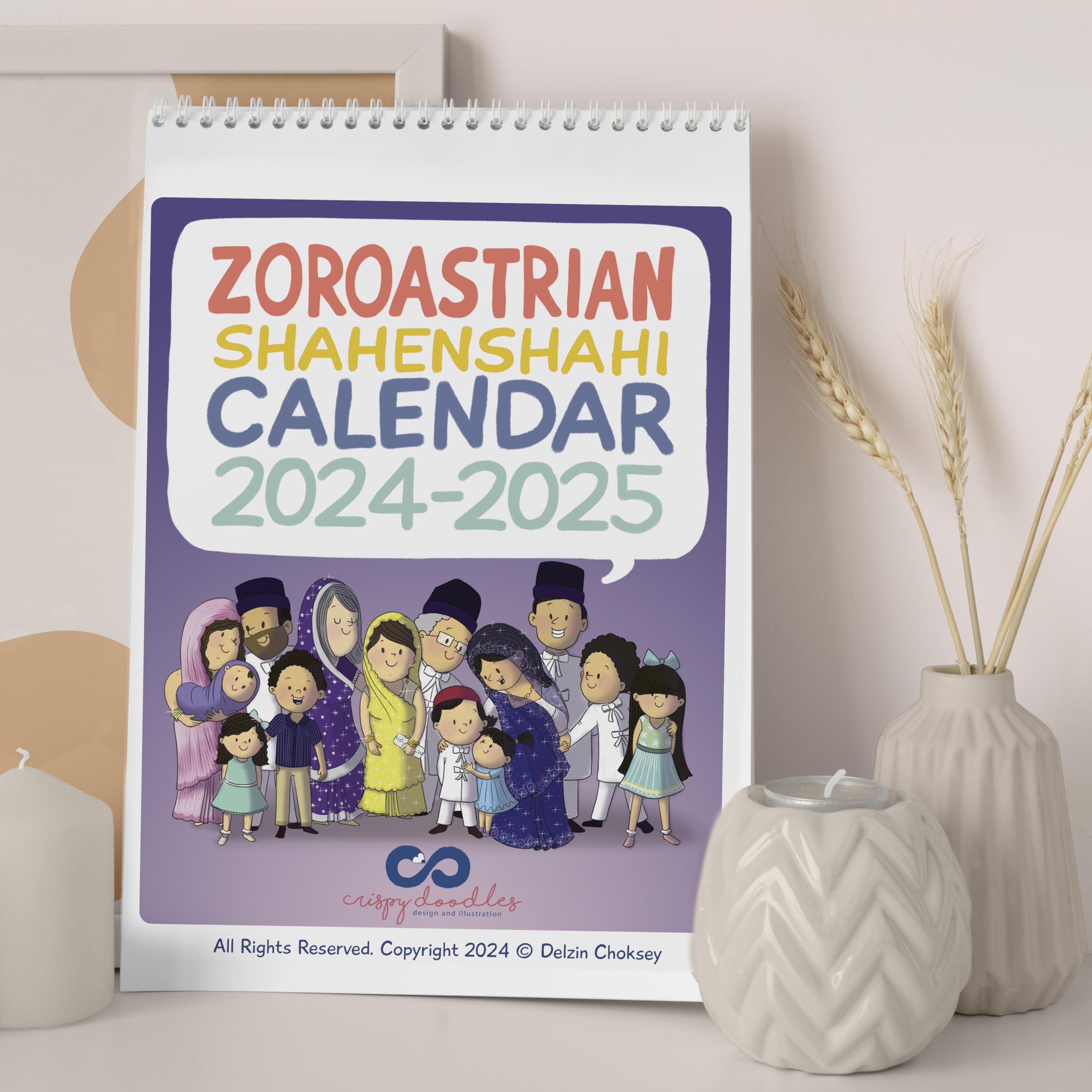 Zoroastrian Shahenshahi Calendar 2024-2025 - Religious Wall Planner for Persian New Year & Festivals | Perfect for Home, Office & Temple Decor