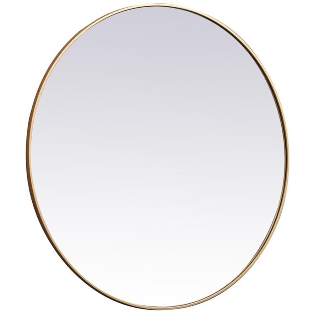 Allora 45-Inch Round Mid-Century Modern Brass Metal Frame Beveled Wall Mirror - Perfect for Living Room, Bedroom, or Entryway Decor