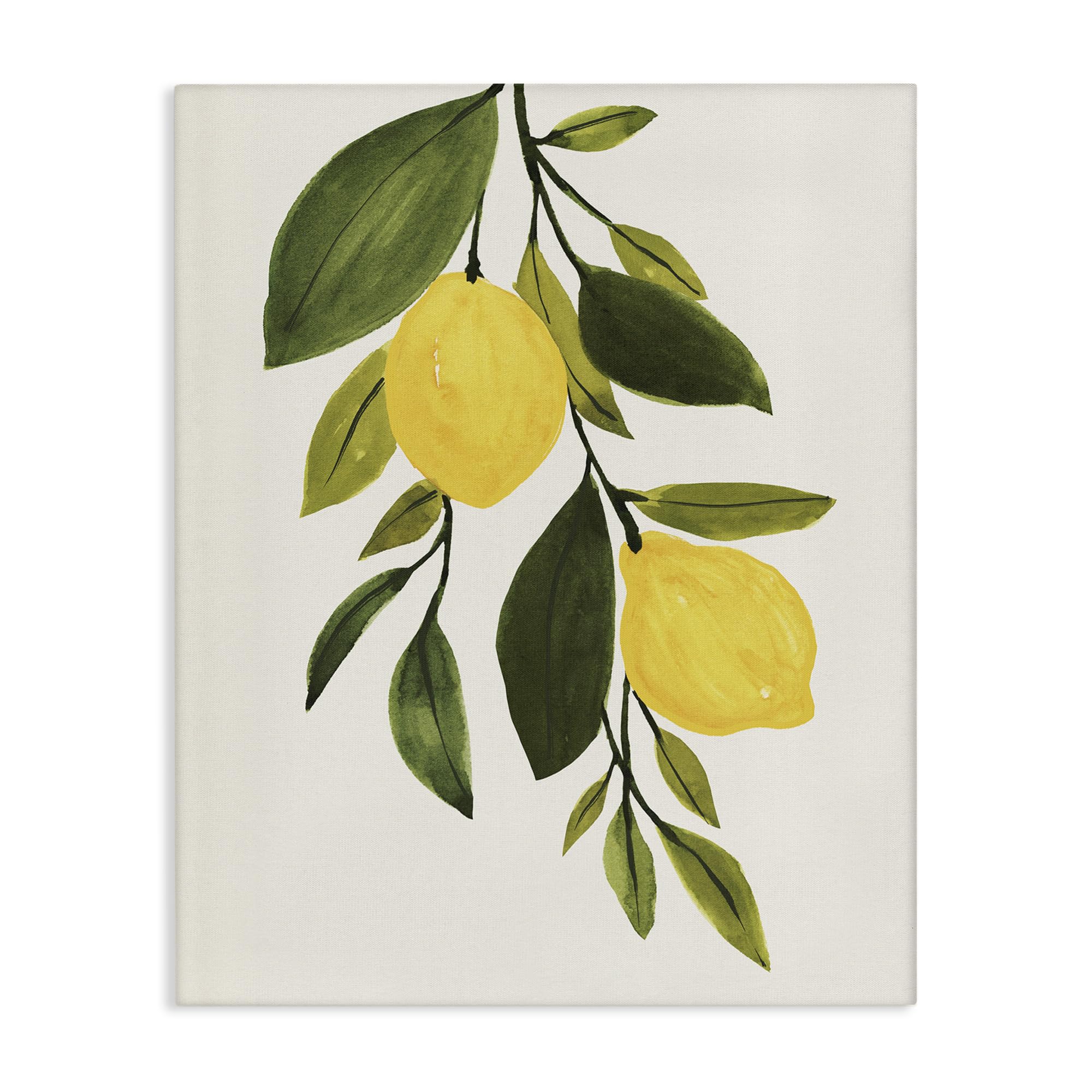 Annie Warren Designed Simple Yellow Country Lemon Leaf Citrus Fruit Art Print - Perfect for Kitchen, Bathroom, and Farmhouse Decor
