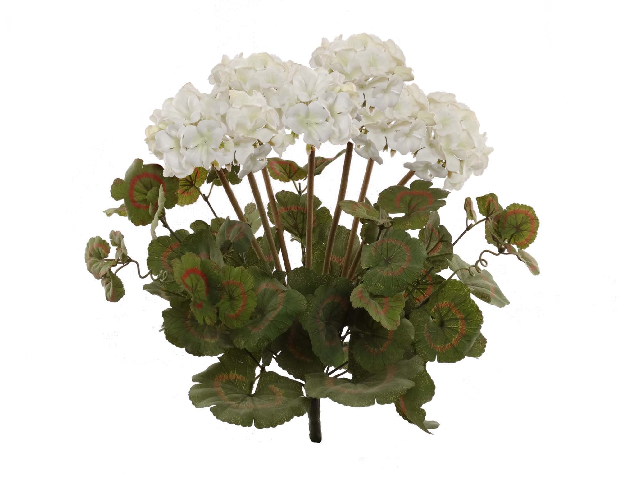Artificial White Geranium Flower Bush - 18