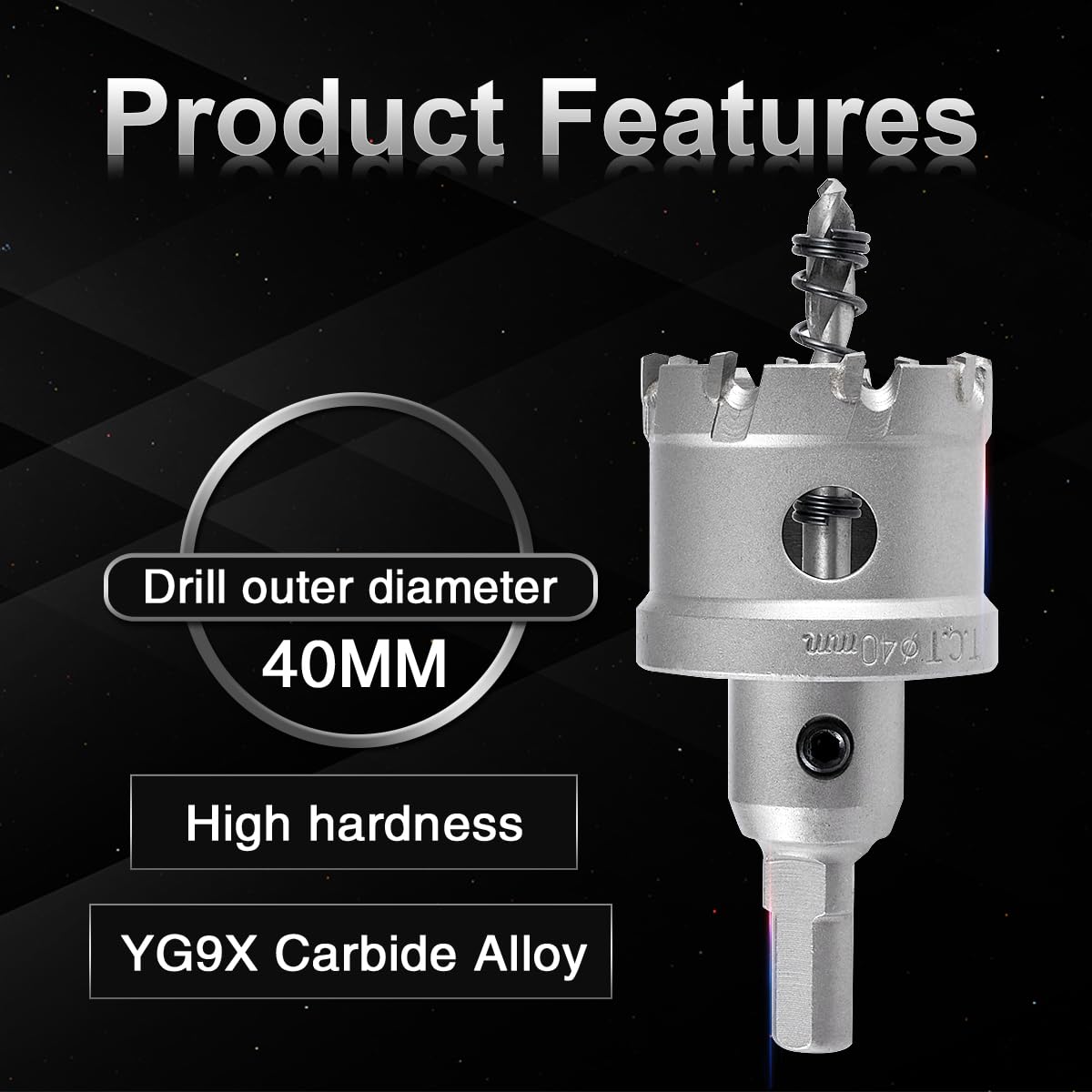 KATUR 40mm Tungsten Carbide Tipped Hole Saw Set - TCT Drill Bit for Cutting Stainless Steel, Metal Sheets & Hard Materials - Perfect for Plumbing, HVAC & Metal Fabrication Projects
