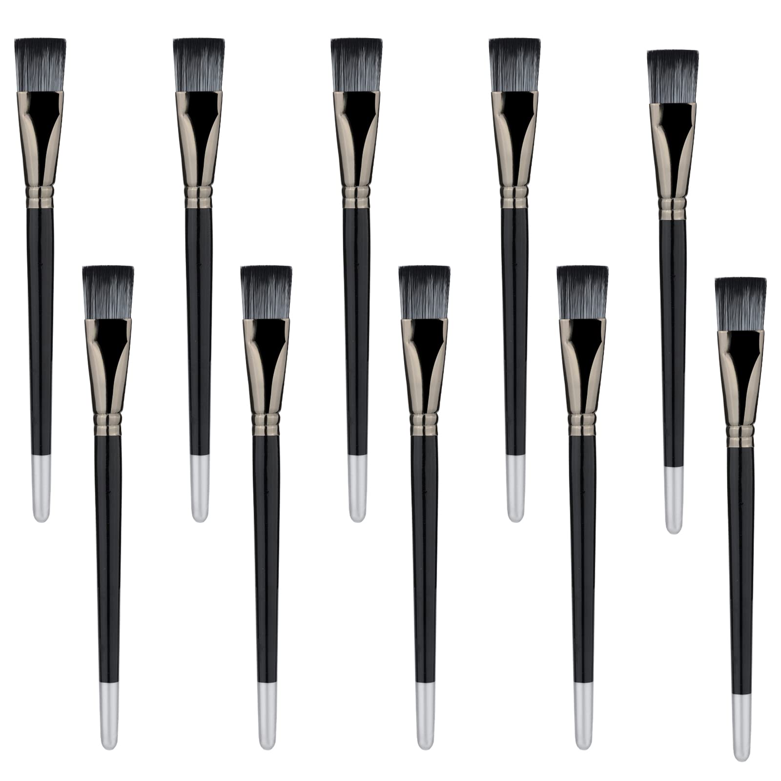 10-Pack 1 Inch Flat Paint Brushes - Synthetic Bristles for Acrylic, Watercolor & Oil Painting - Professional Artist Brush Set for Canvas, Crafts, Face & Body Art (Black) - Perfect for Beginners & Professional Artists
