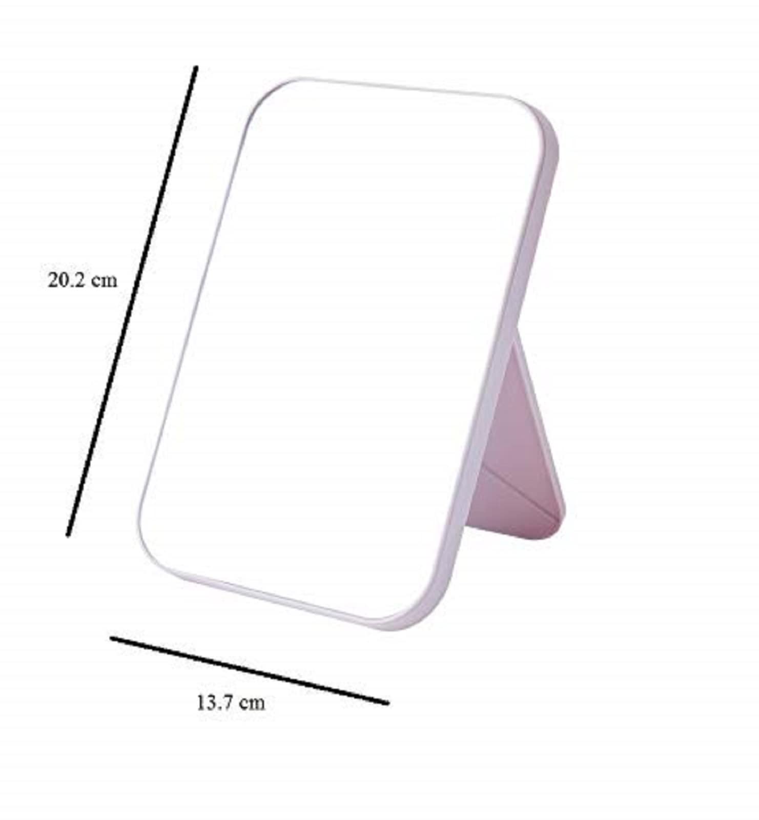 HENIJ® Portable Travel Makeup Mirror with Adjustable Stand - Foldable Square Cosmetic Mirror for Women & Girls, Lightweight & Compact Design - Perfect for Home, Travel, Gym & Dorm (Pink, 1 Pack)